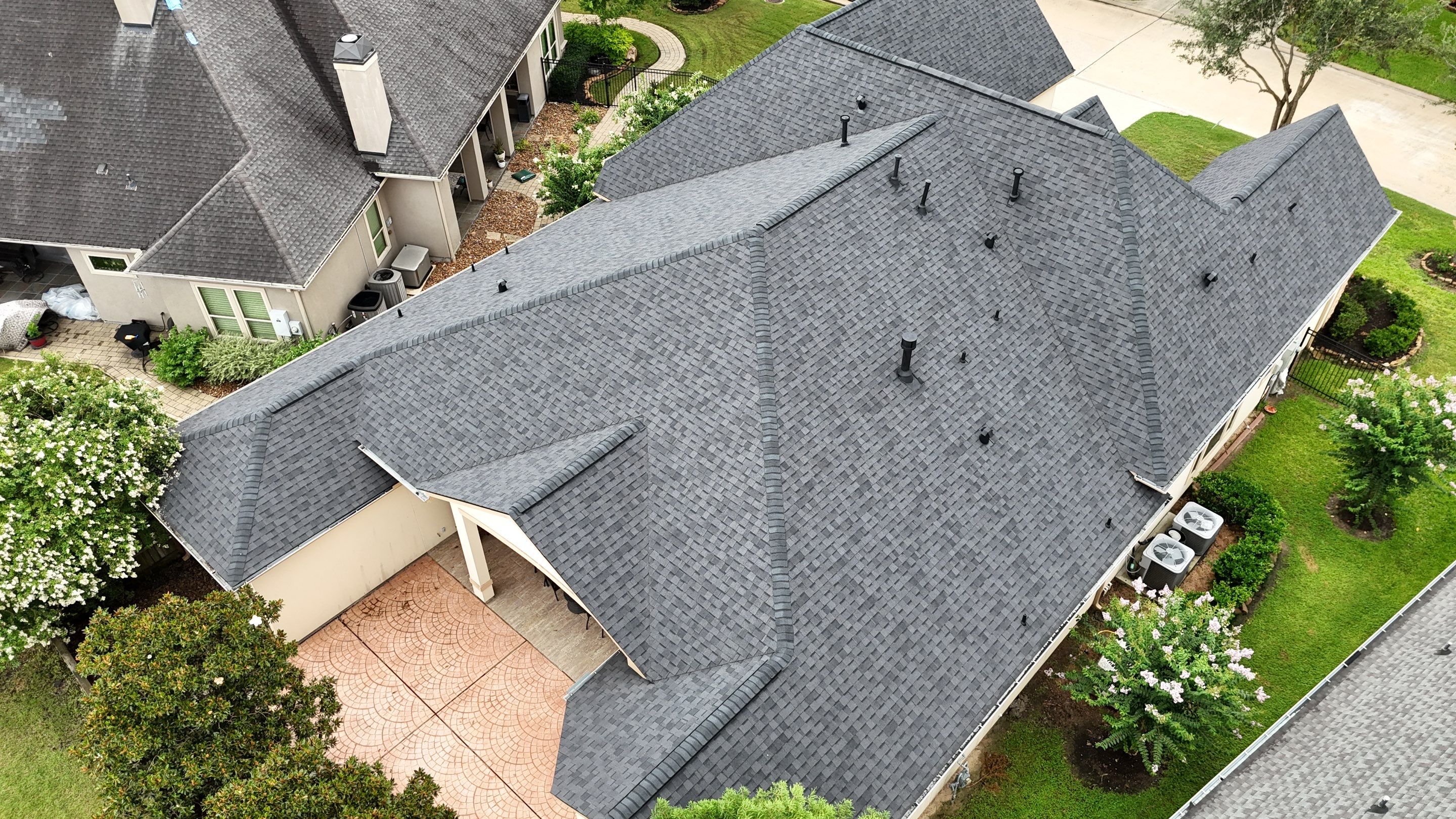 Residential Roofing Installation using Certainteed Landmark after last year's tornado in Cypress by Core Four Roofing