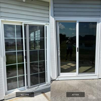 White Vinyl Sliding Patio Door Replacement in McCordsville