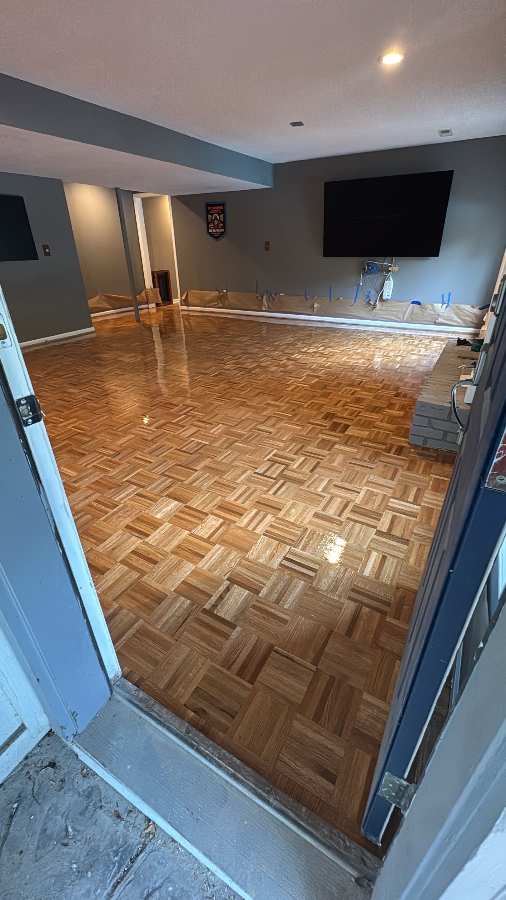 Parkville Hardwood Flooring Renovation Including Custom Parquet Installation by Rippnfinish