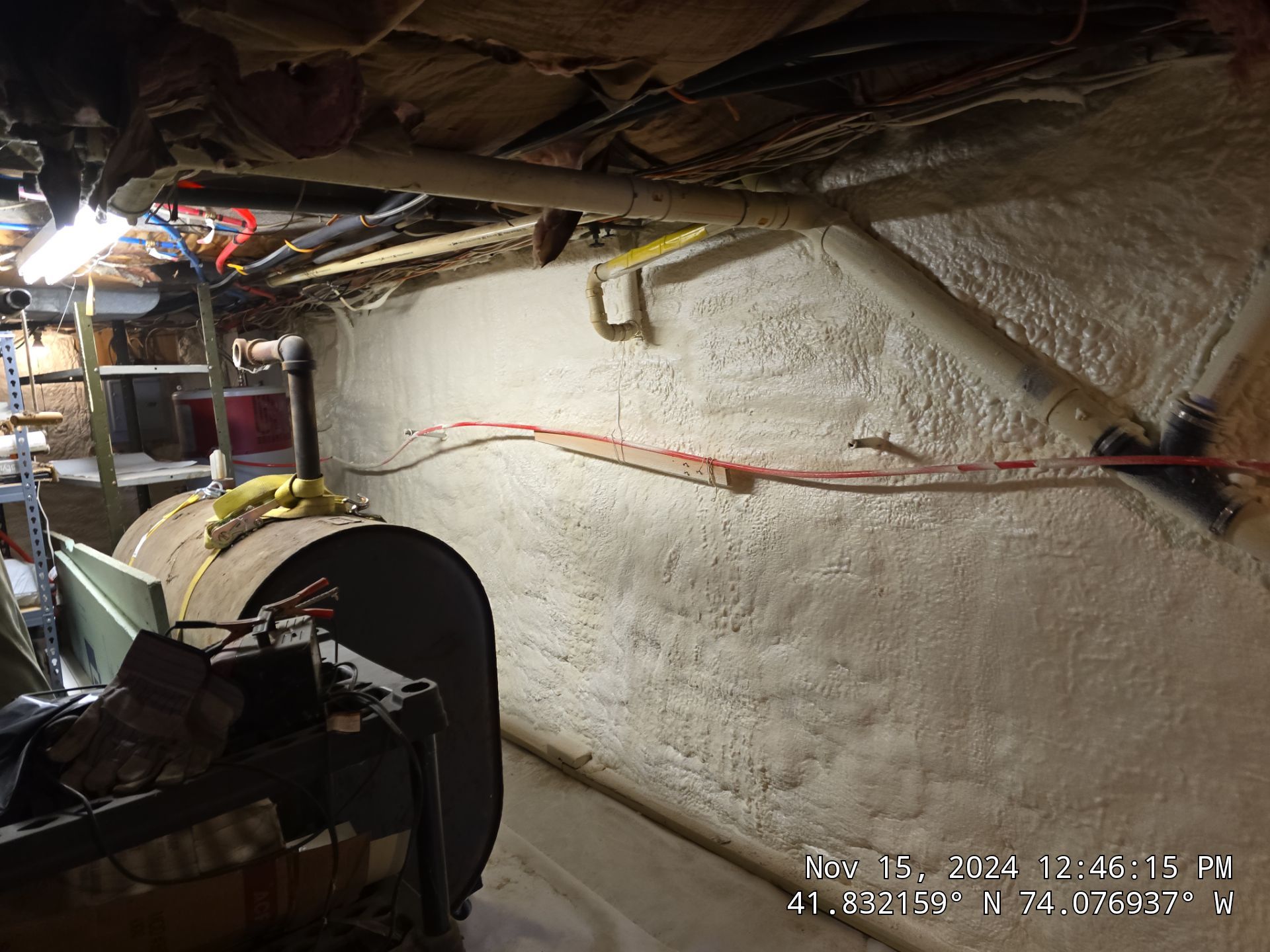 Basement Exterior Walls using Closed Cell Spray Foam by NYS Foam & Energy