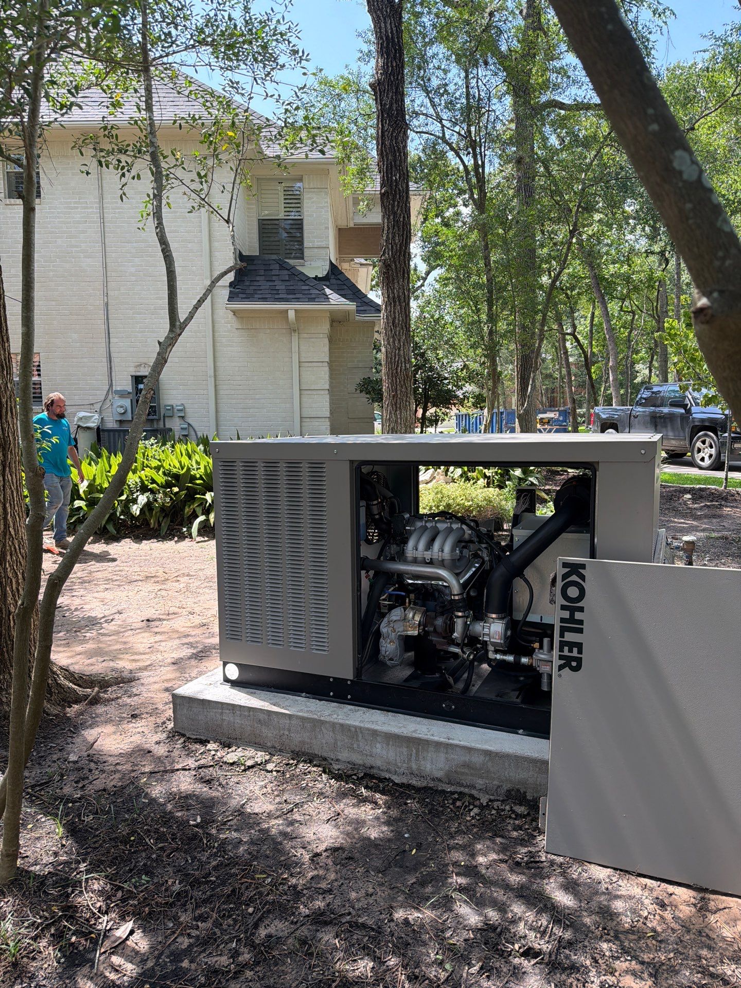 Turnkey KOHLER 30kW Standby Generator Relocation & Installation, The Woodlands, TX by GenTex Elite Services