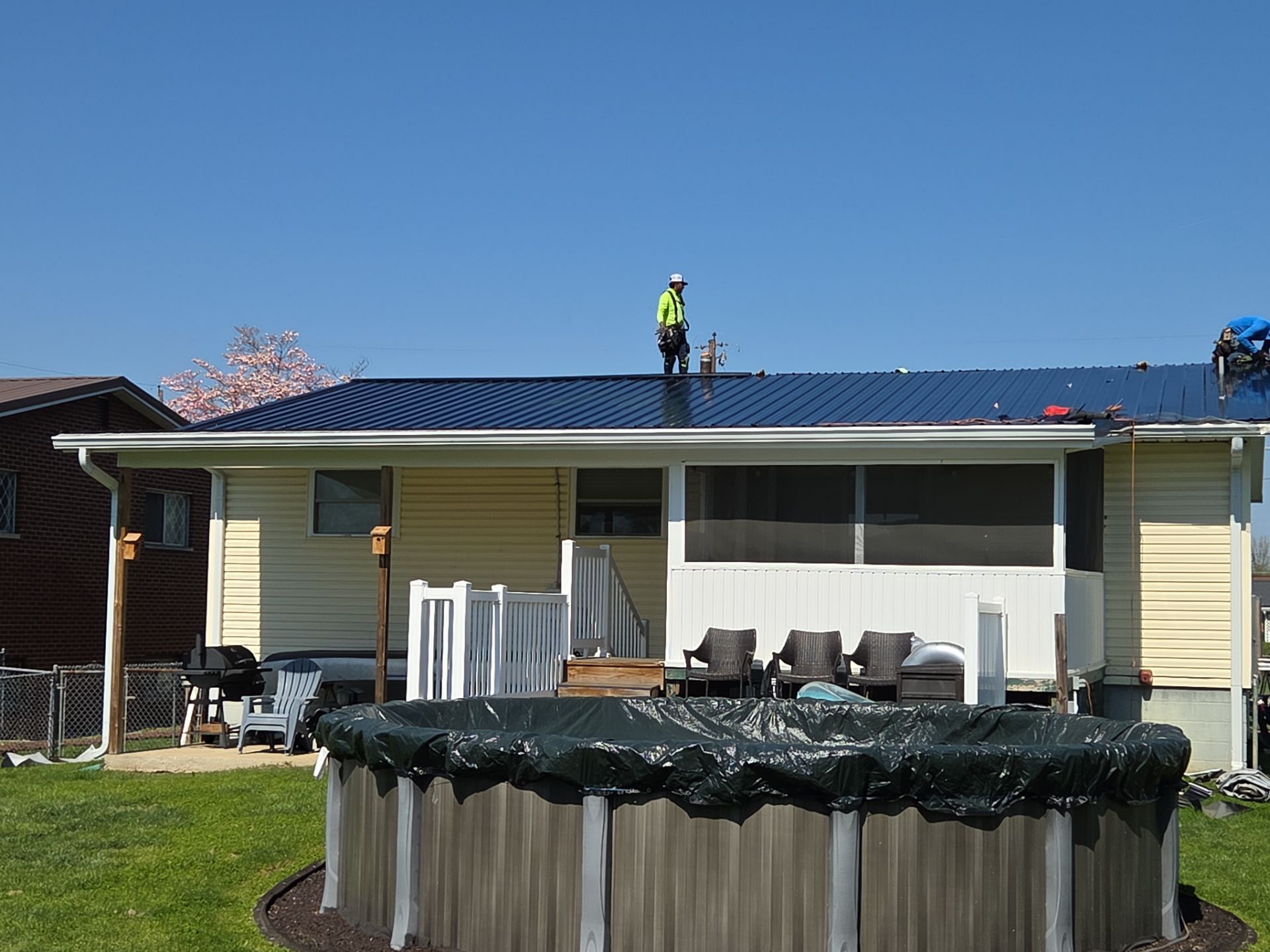 Residential Metal Roofing Installation on South Point Split-Level Home by Mr. Roofer