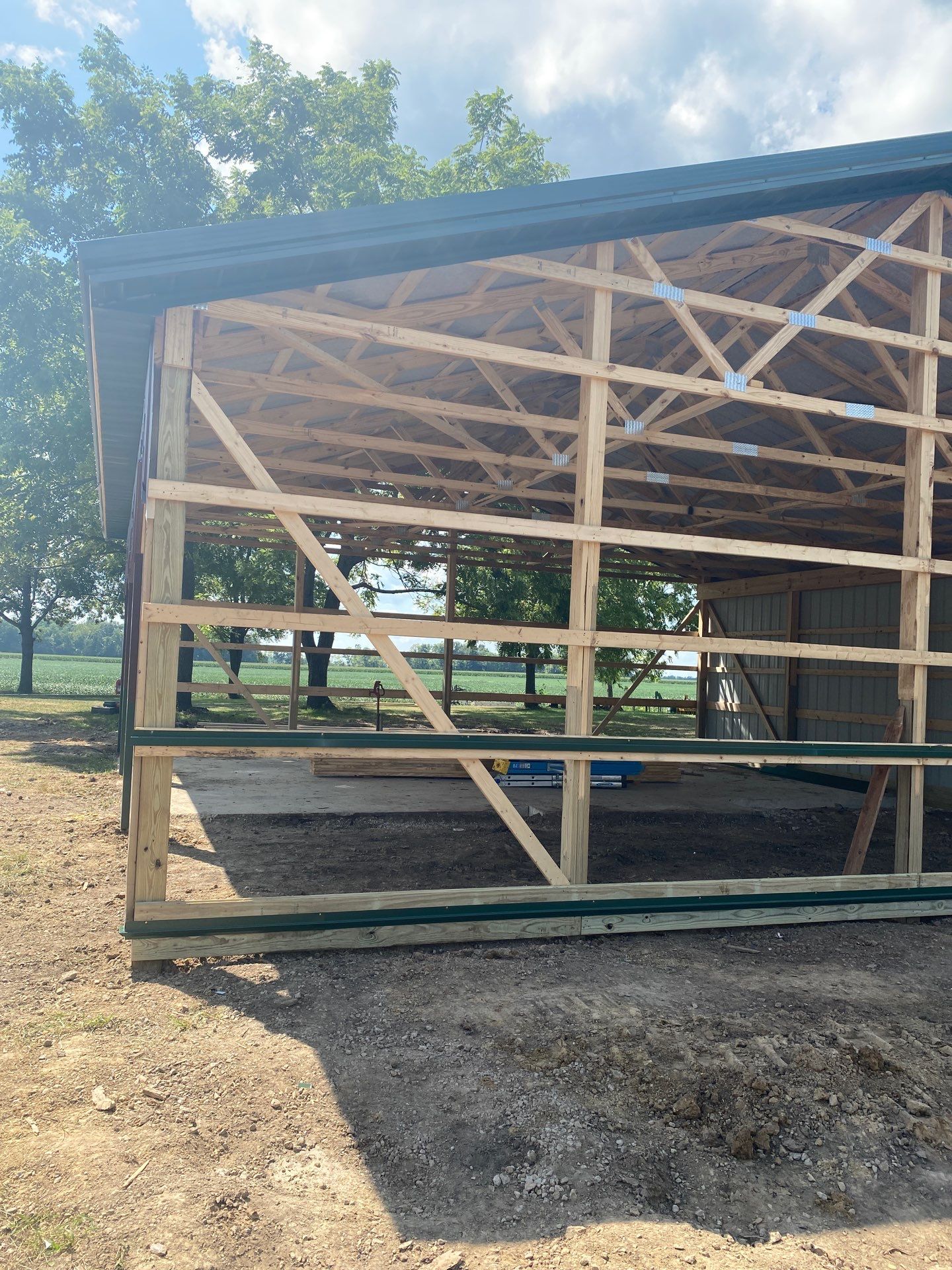 Multi-Bay Custom Pole Barn Construction in Arlington, Indiana by The Barn Builders 