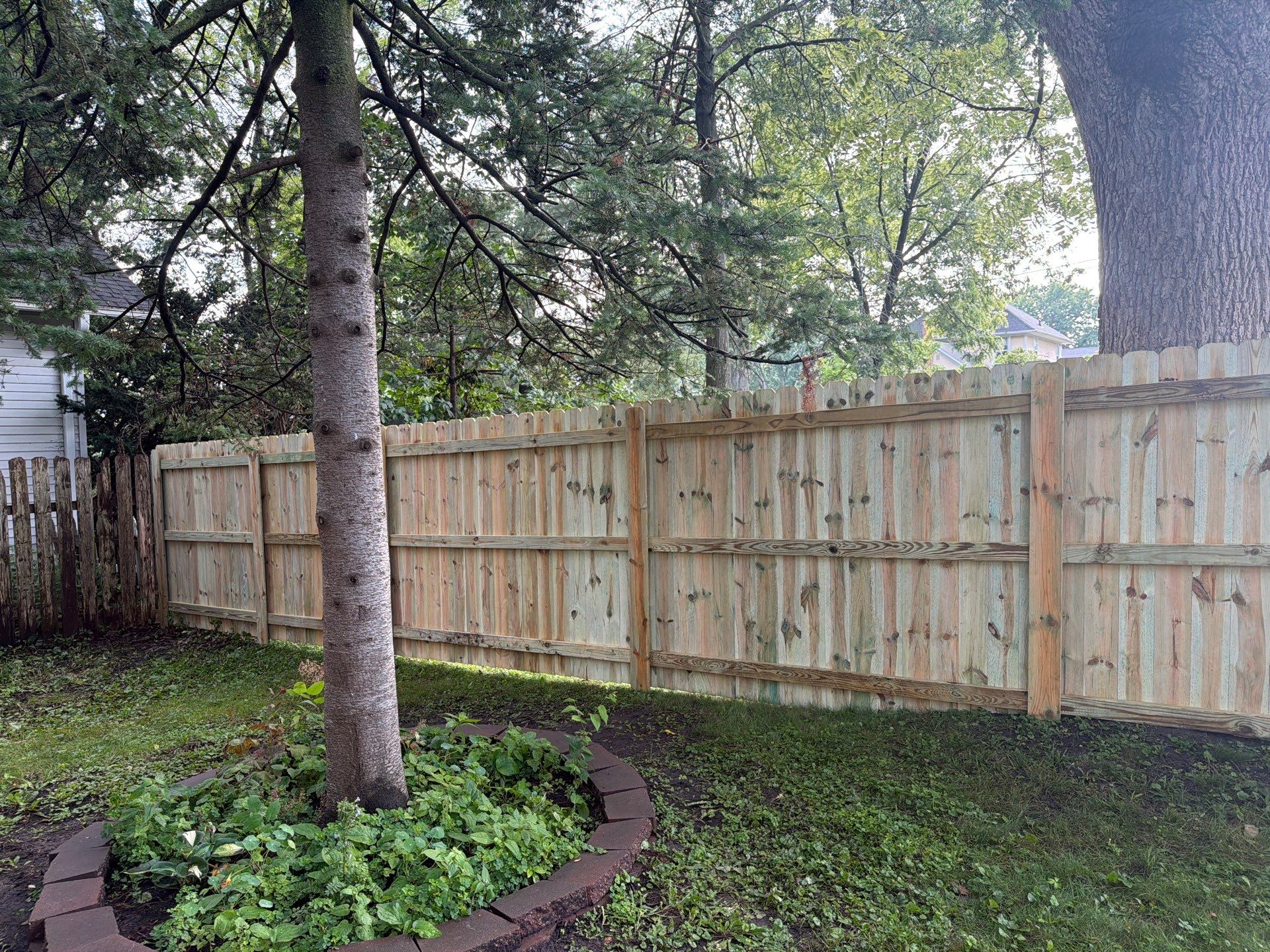 Pressure-Treated Pine Privacy Fence Installation in Cedar Falls by Perfect Picket Fence and Stain