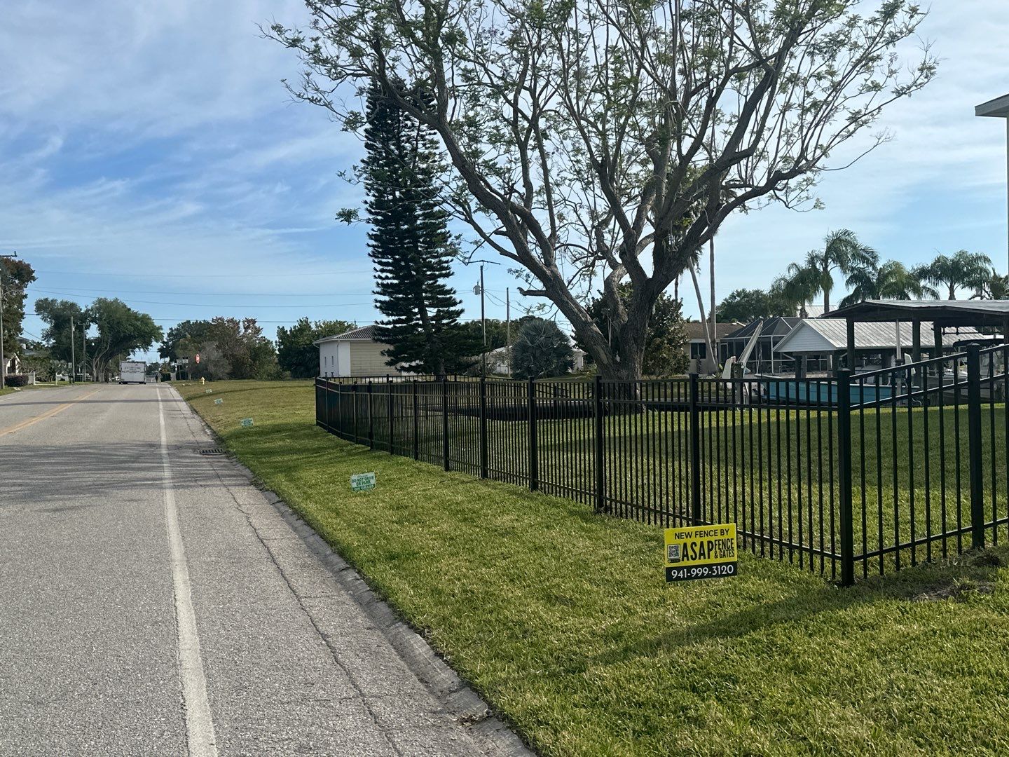 Aluminum Fence Installation using Black 3 Rail Aluminum and Vinyl Privacy Fence  by Asap fence and gates, LLC