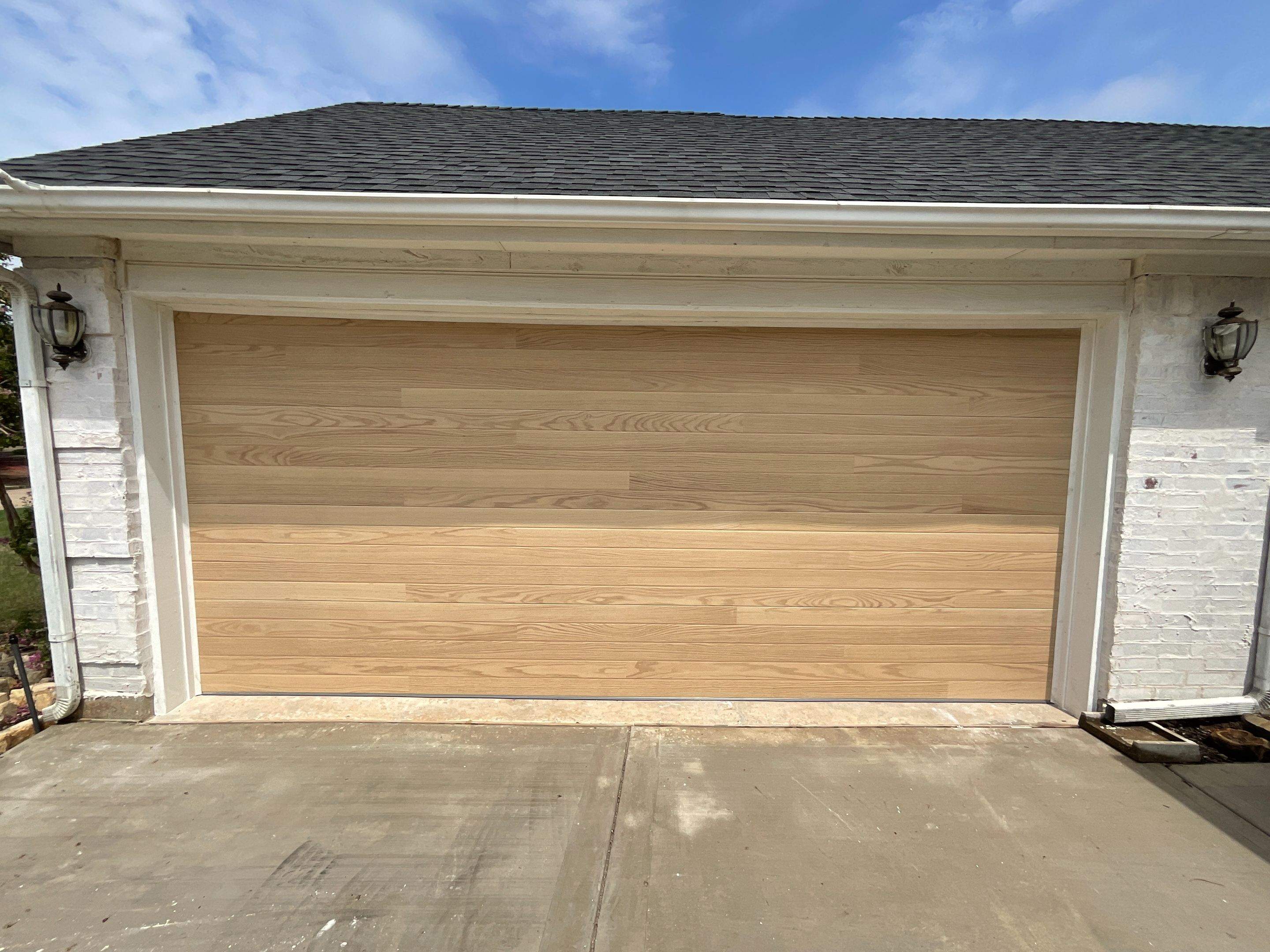 CHI Planks Natural Oak Garage Door Installation in Trophy Club by Meadows Garage Doors