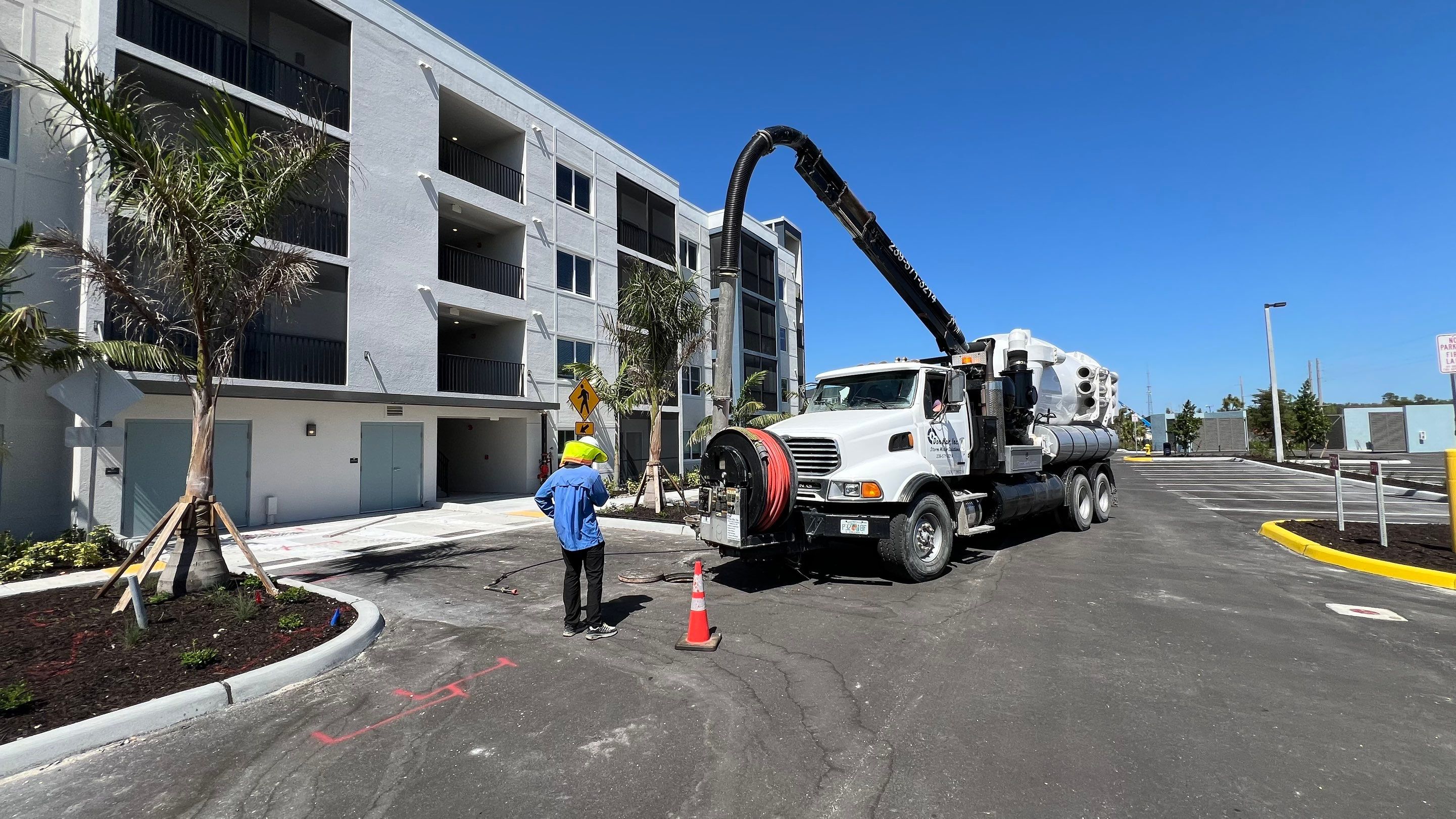 New Construction Apartment Complex Stormwater System and Sewer System Cleaning by Don Mar, Inc. Storm Water Solutions