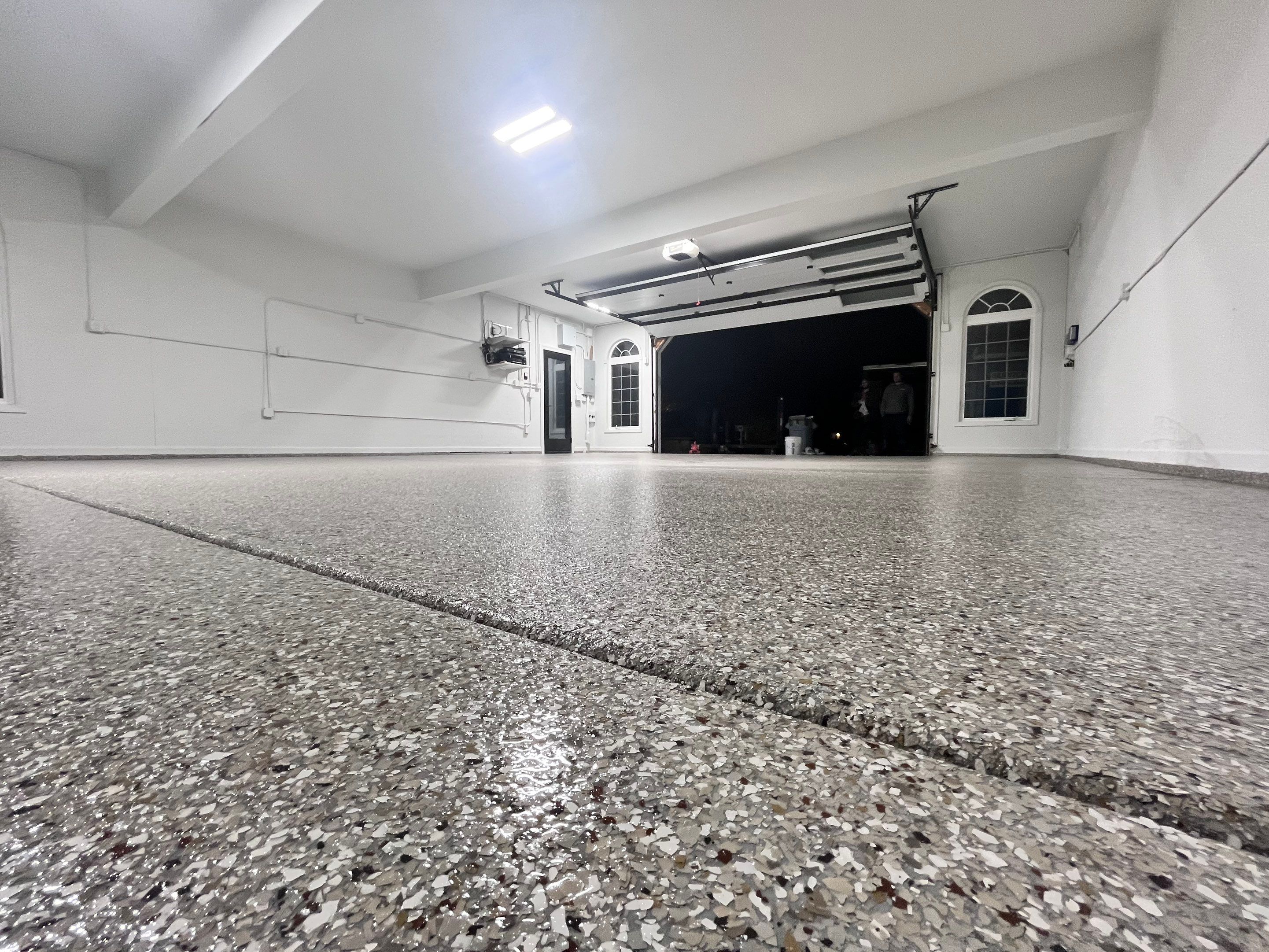 Creekbed Flake Garage Floor  by Level 10 Coatings