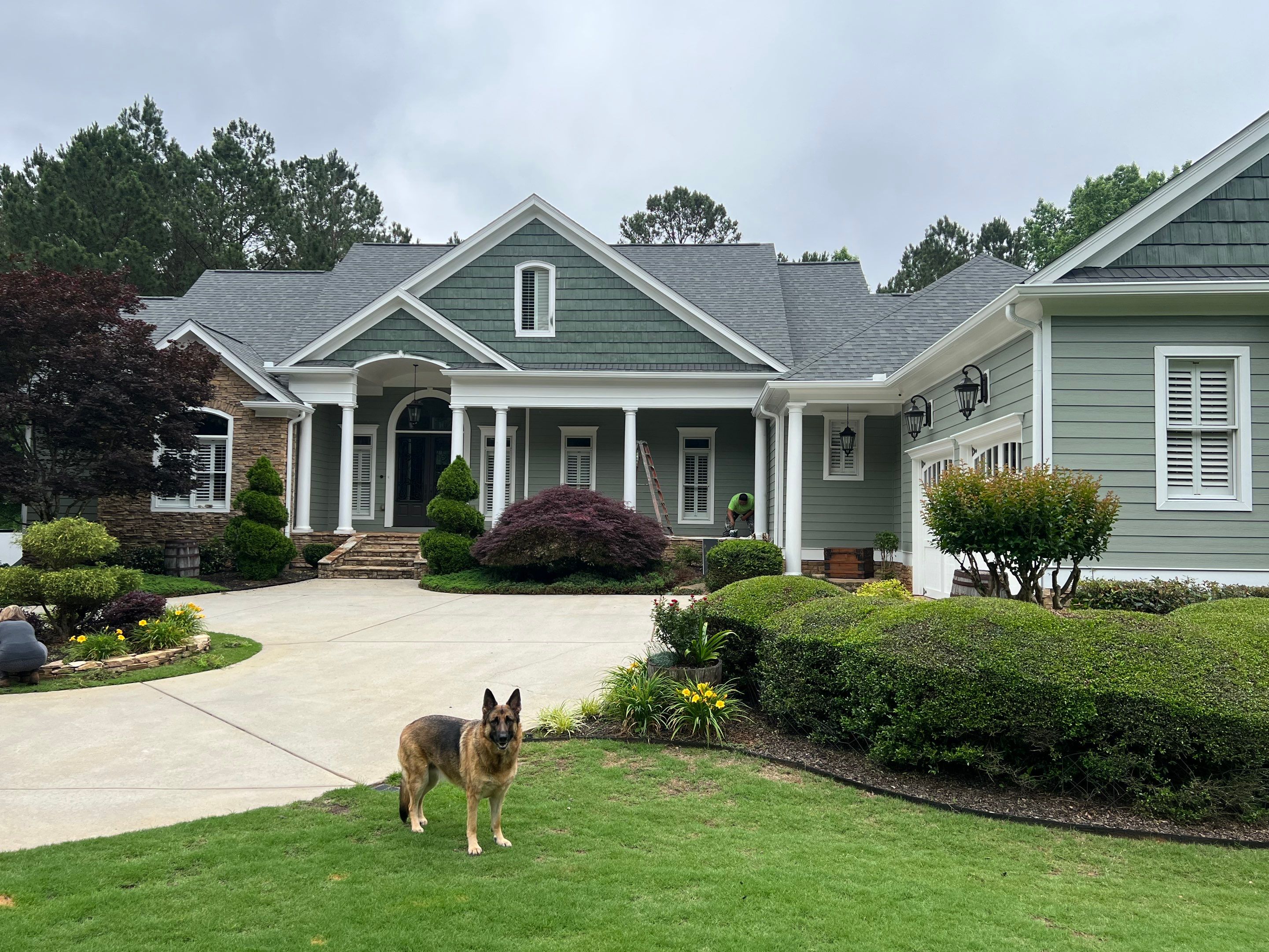 Sage Green Exterior House Painting and Trim Refresh in McDonough by Swift Home Renovations