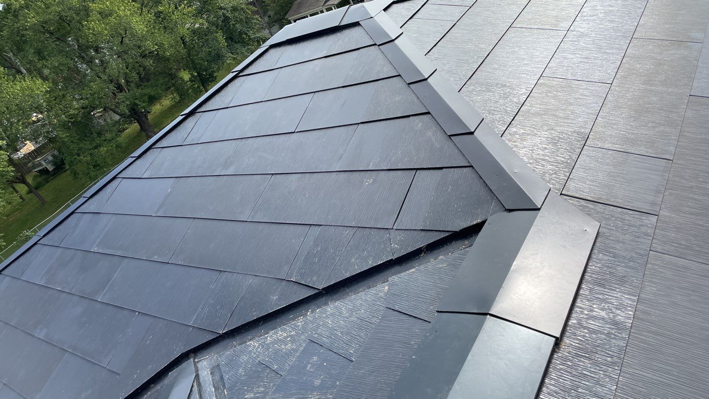 Tesla Solar Roof  using Tesla Solar Roof V3 tiles by American Home Contractors