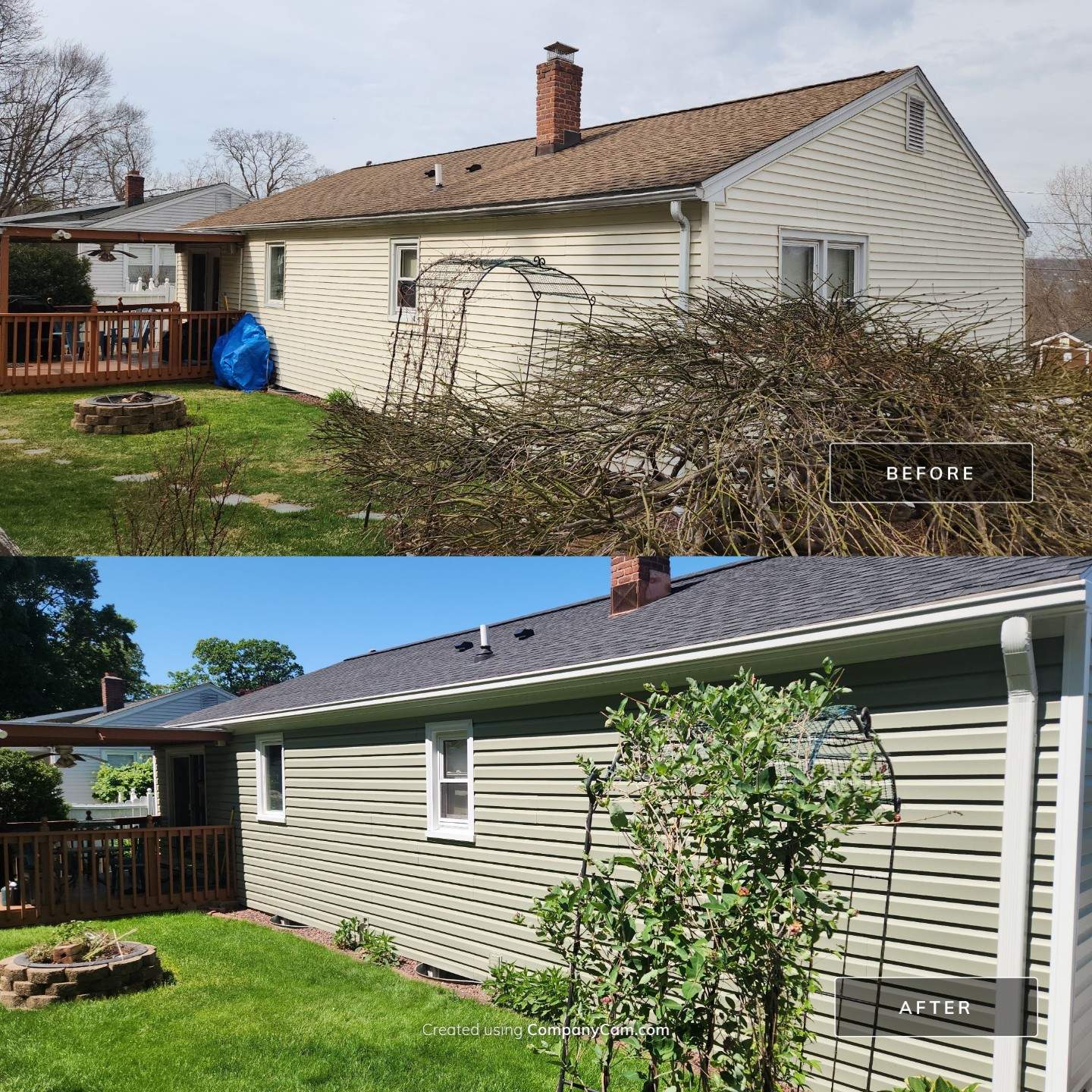 Siding Makeover with Cert. Monogram D/5 Dutchlap, Cypress & Tando Stone Sedona Bluff by DiGiorgi Roofing and Siding Inc