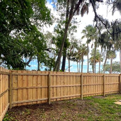 Wood Fence Installation using Board on Board Wood Fence