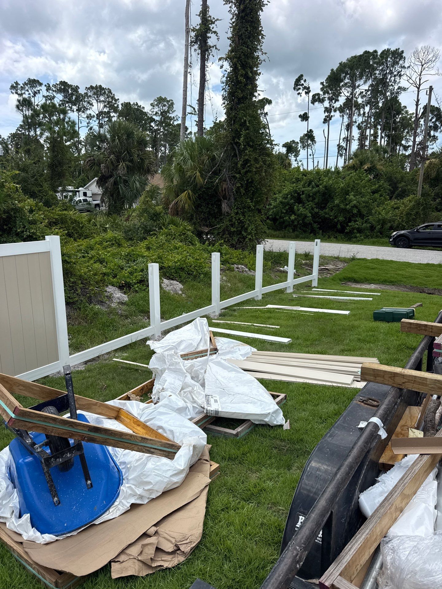 Custom Two-Tone Vinyl Privacy Fence Installation in North Port by True Fence LLC