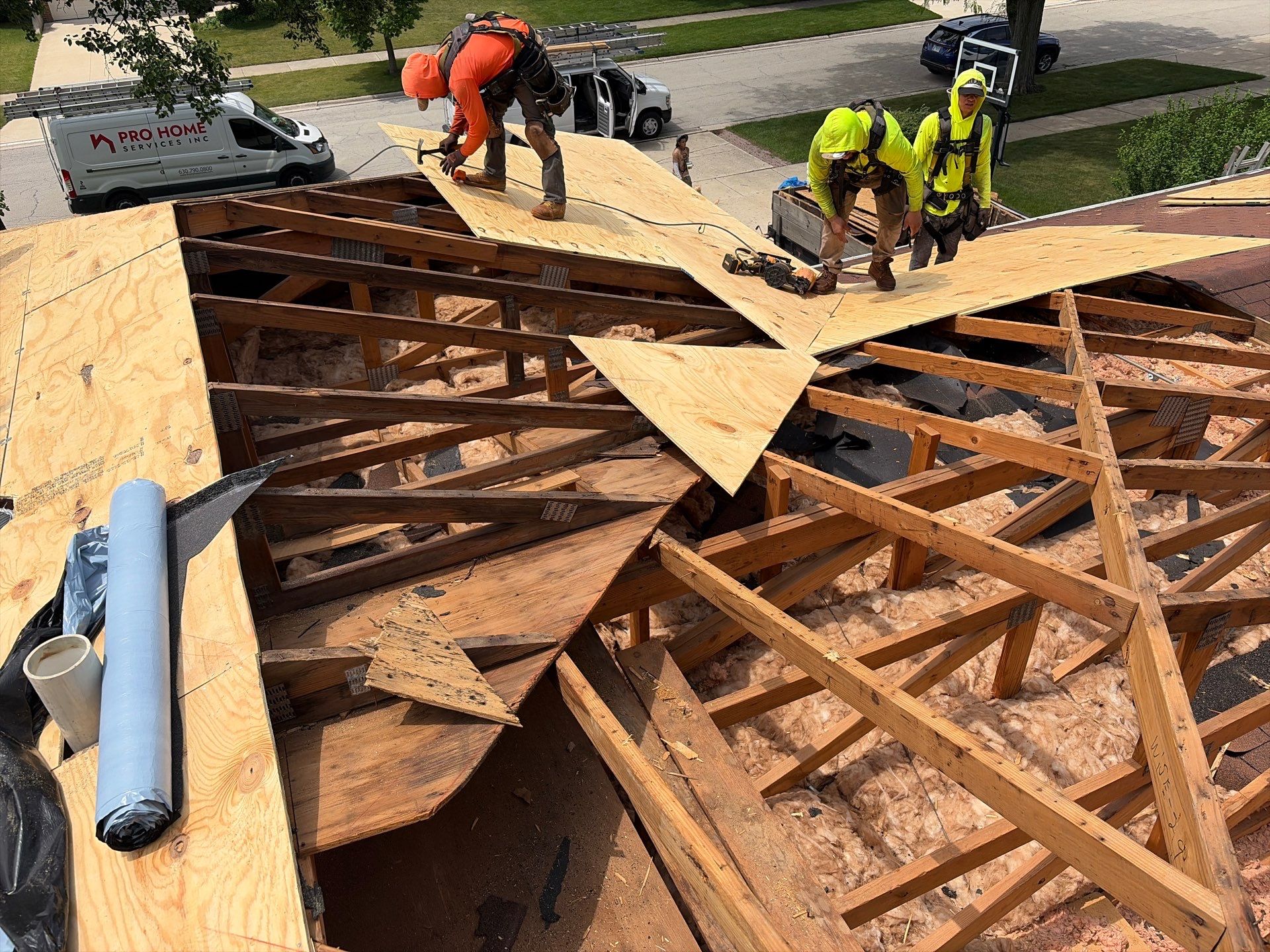 Full Residential Roof Replacement and Decking Repair in Wheaton by Pro Home Services Inc