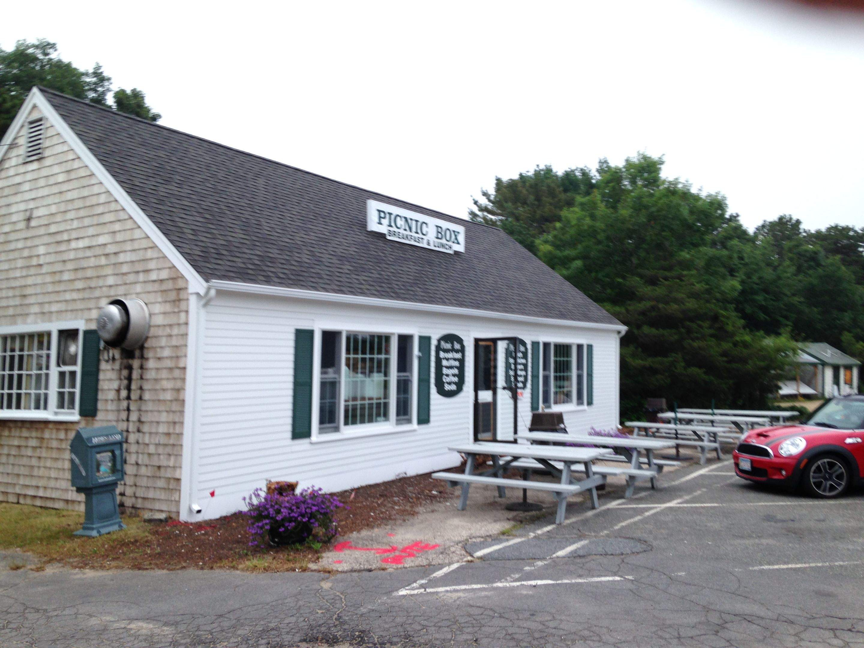 New Seamless Gutters are the finishing touch on the Picnic Box in Mashpee, MA by Gutter Pro Enterprises