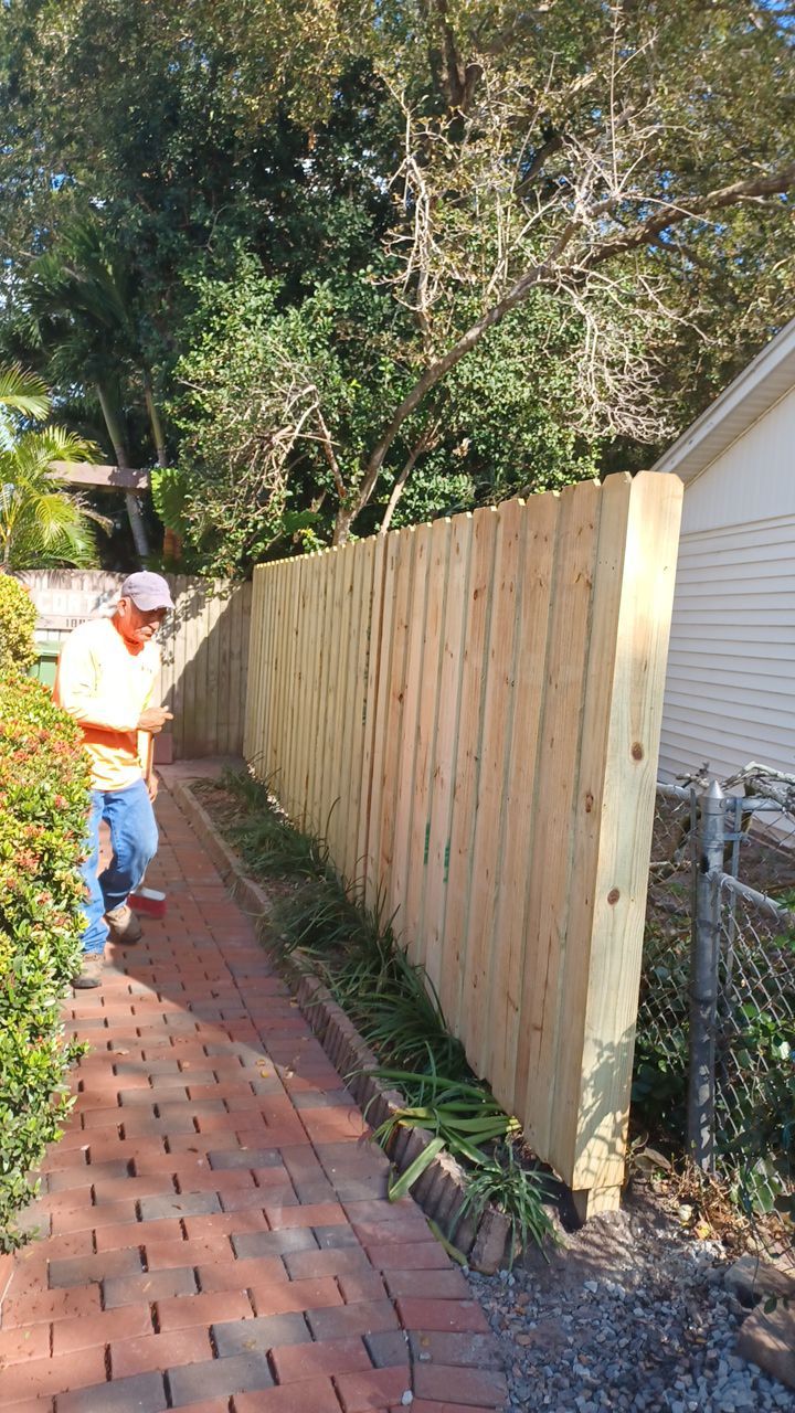 Bradenton, FL 6ft. Tall White Vinyl Privacy & Board on Board Wood Fence by Asap fence and gates, LLC