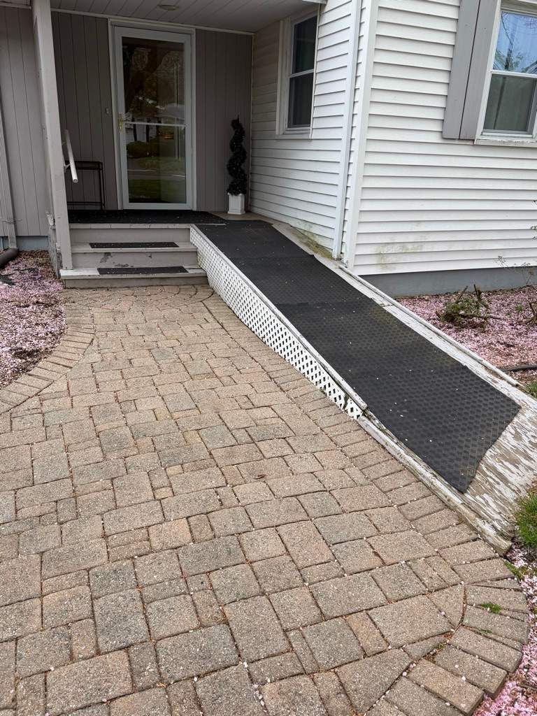 Deck and Ramp replacement using Trex Select Millstone, Trex transcend White Railings  by DiGiorgi Roofing and Siding Inc