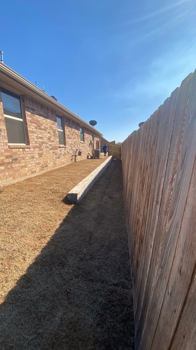 Concrete Slab , Retaining Wall , Fence, and landscape. by Clays Services Inc