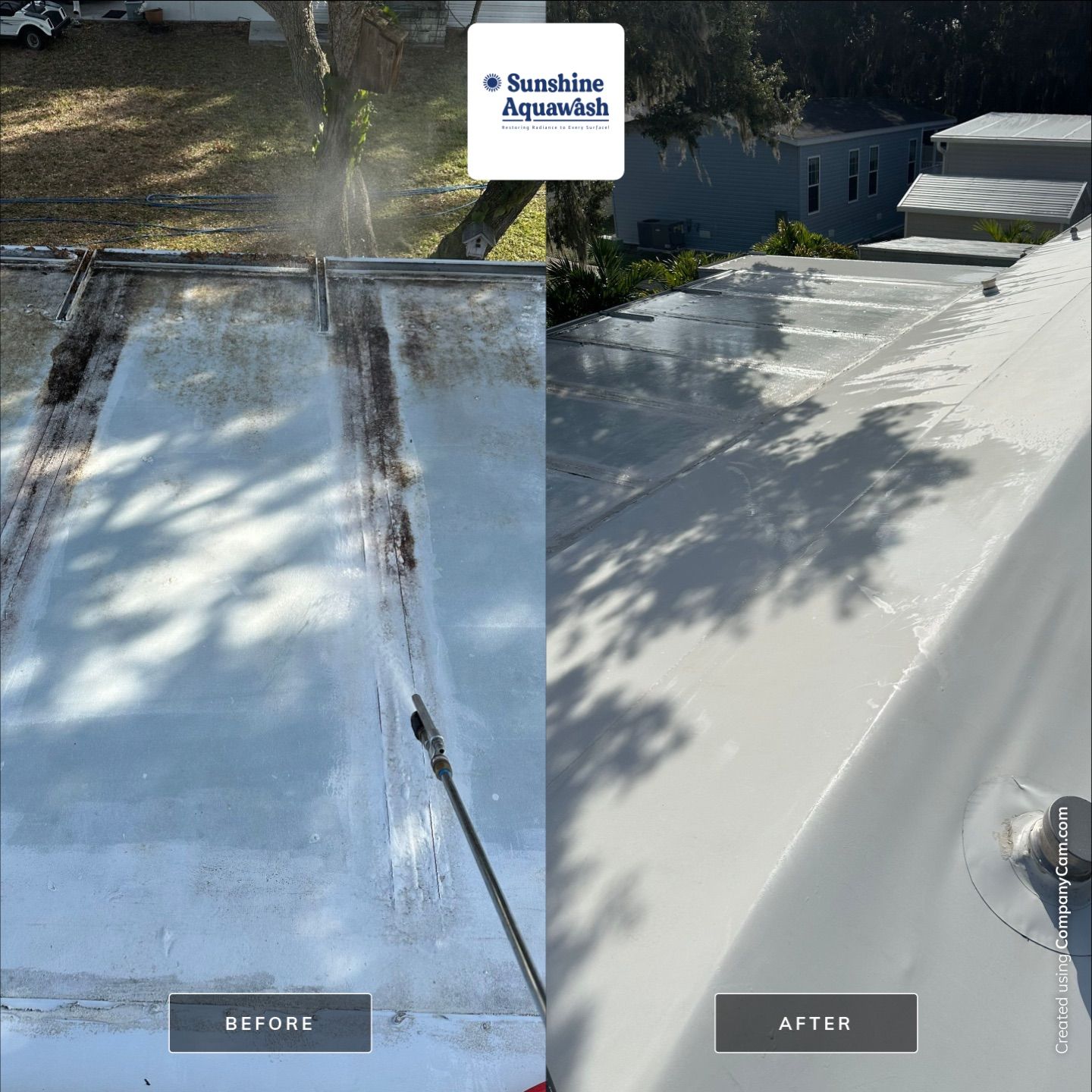 TPO Membrane Roof Cleaning and Gutter Cleaning by Sunshine AquaWash