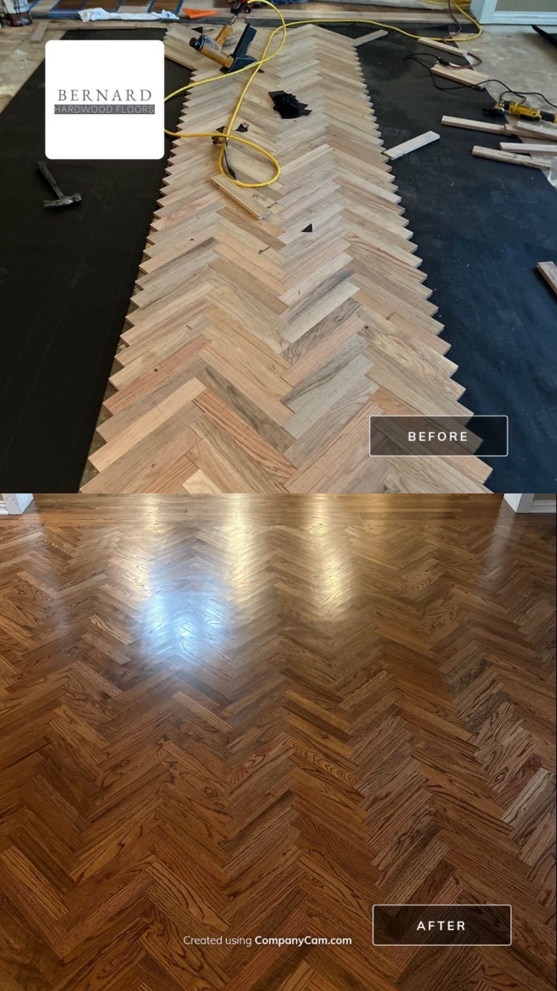 Long Herringbone in living rooms rock by Bernard Hardwood Floors