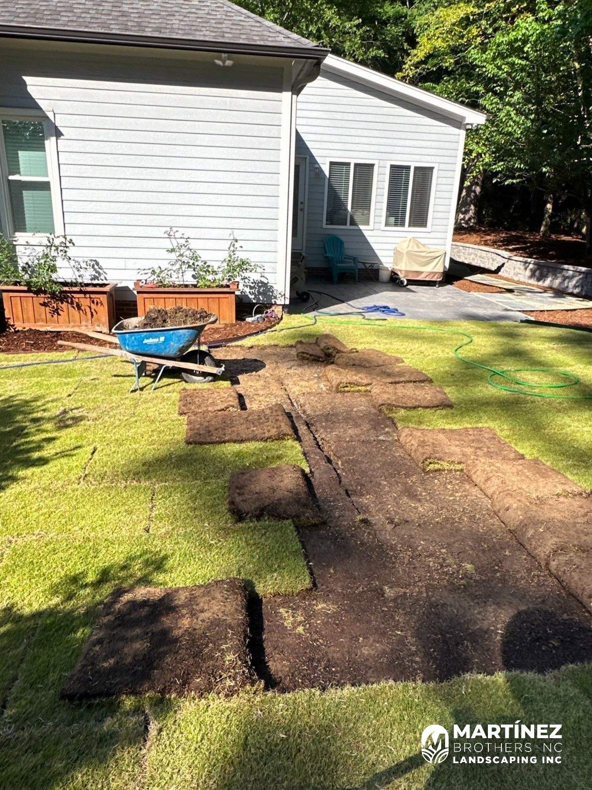 Sod installation and hardscaping in Cary by Martinez Brother’s Nc Landscaping Inc