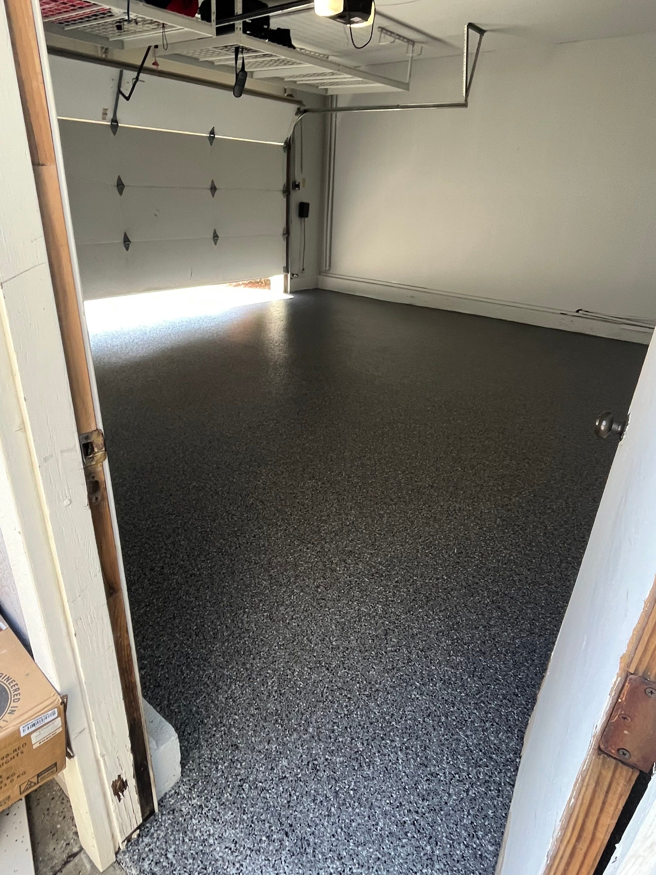Garage Floor: Vinyl Chip using Midnight by J&C Concrete Restoration, Inc
