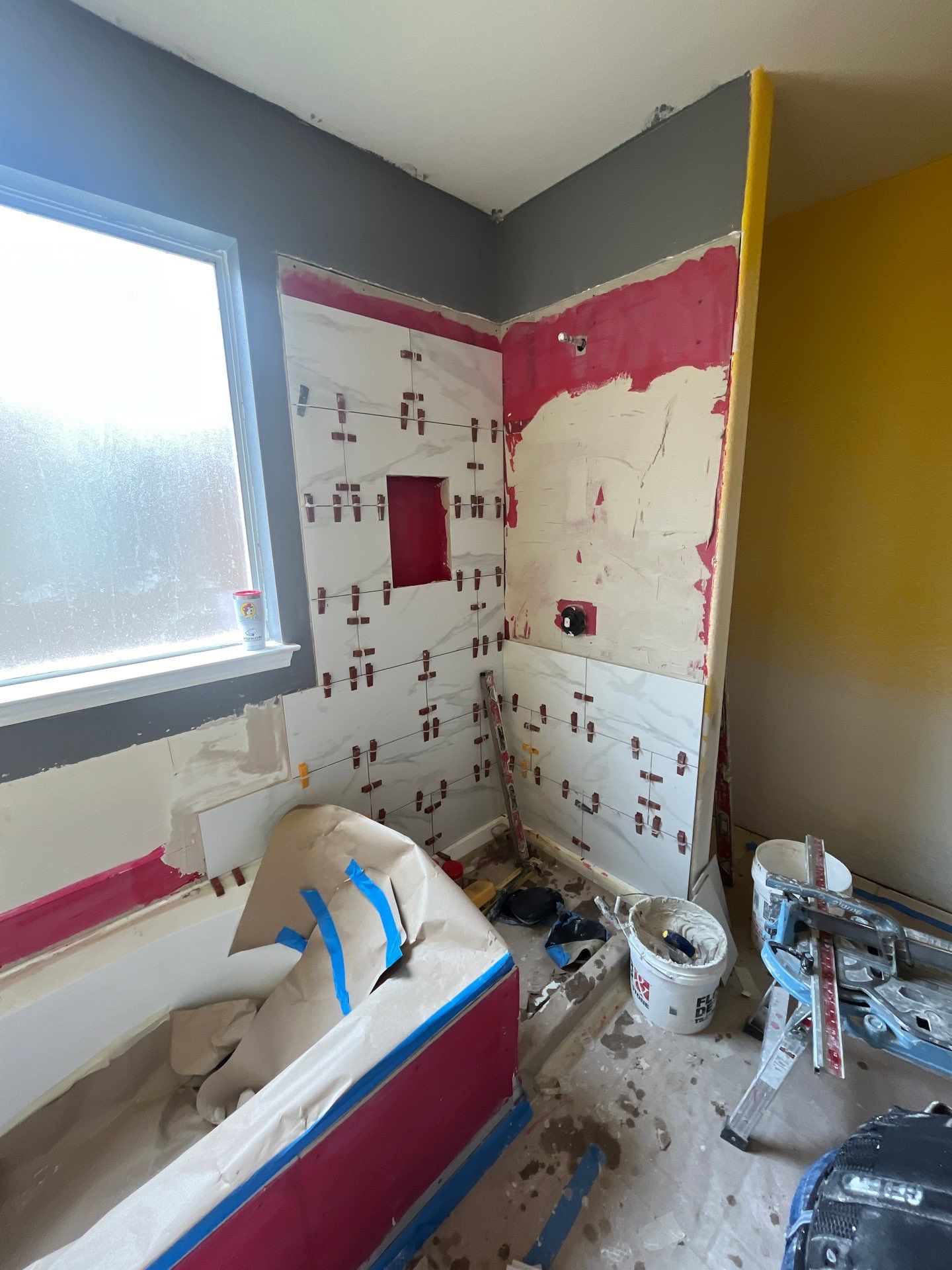 Bathroom Remodel using Water mitigation equipment by L&T General Contractors and Restoration INC