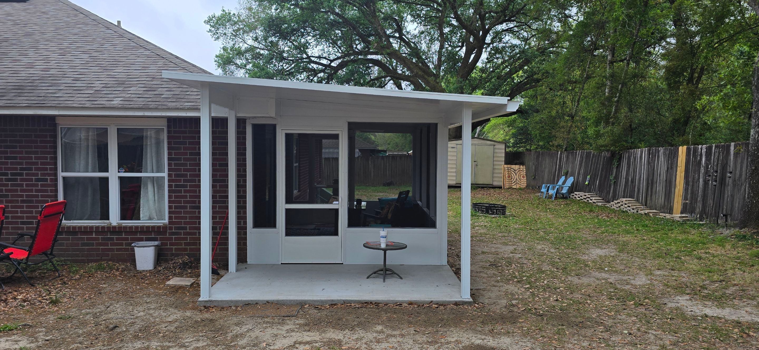 Screen Room w/Adjacent Patio Cover by Titan Sunrooms