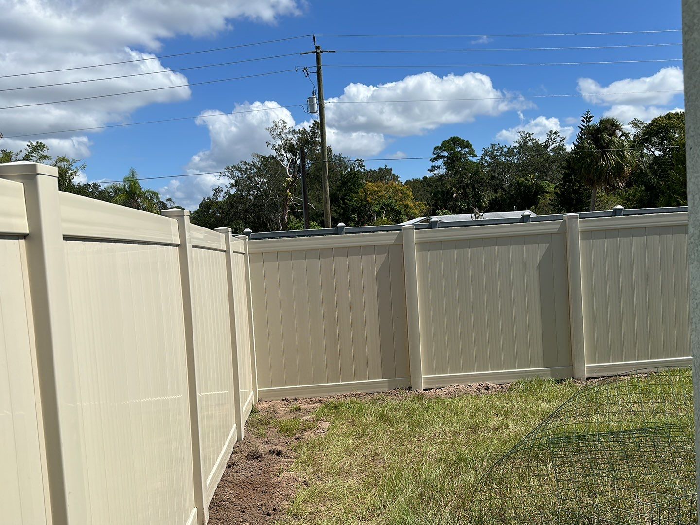 Vinyl Fence Installation using Tan Vinyl Privacy Fence by Asap fence and gates, LLC