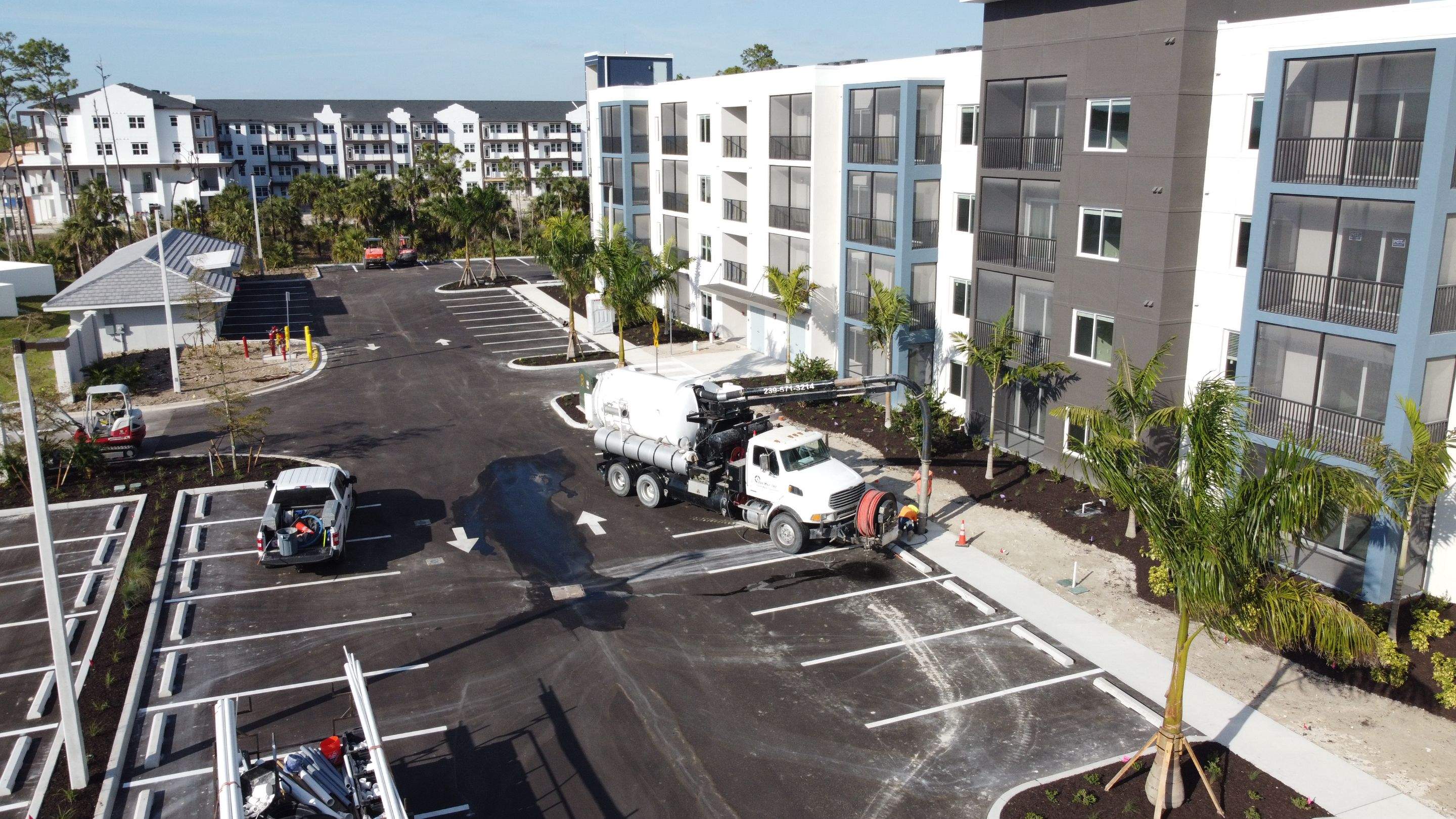 New Construction Apartment Complex Stormwater System and Sewer System Cleaning by Don Mar, Inc. Storm Water Solutions
