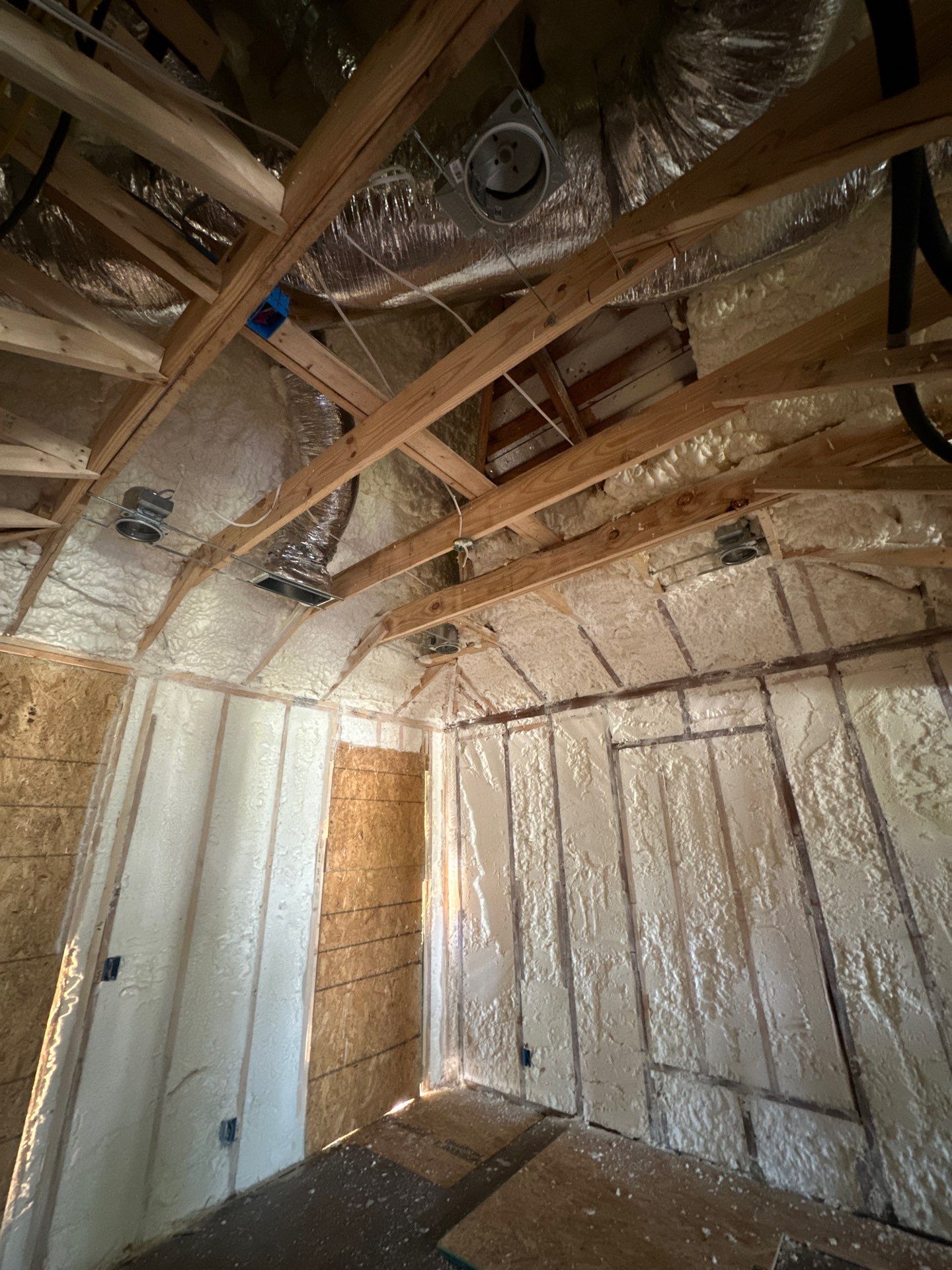 Full encapsulation with open cell spray foam on this custom home in Dallas by Apex Insulation Solutions