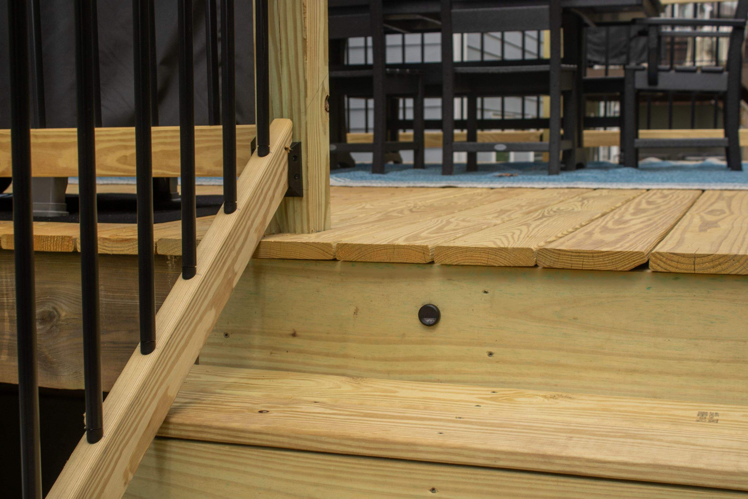 Decatur, GA Multi-Deck Rebuild using Pressure Treated Pine with Trex LED Riser Lights by Nelson Exteriors 