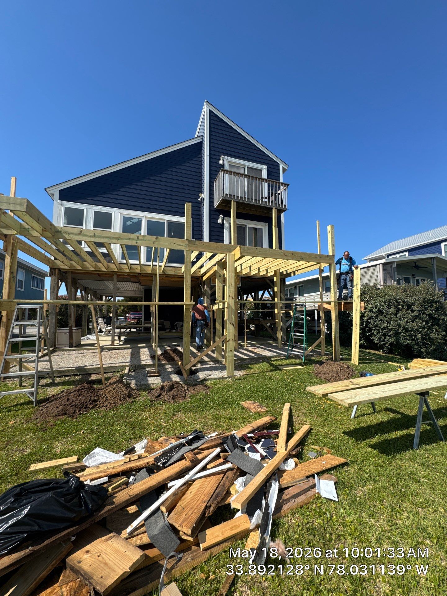 Elevated Coastal Deck Rebuild in Oak Island, NC by RGR Construction and Roofing, LLC