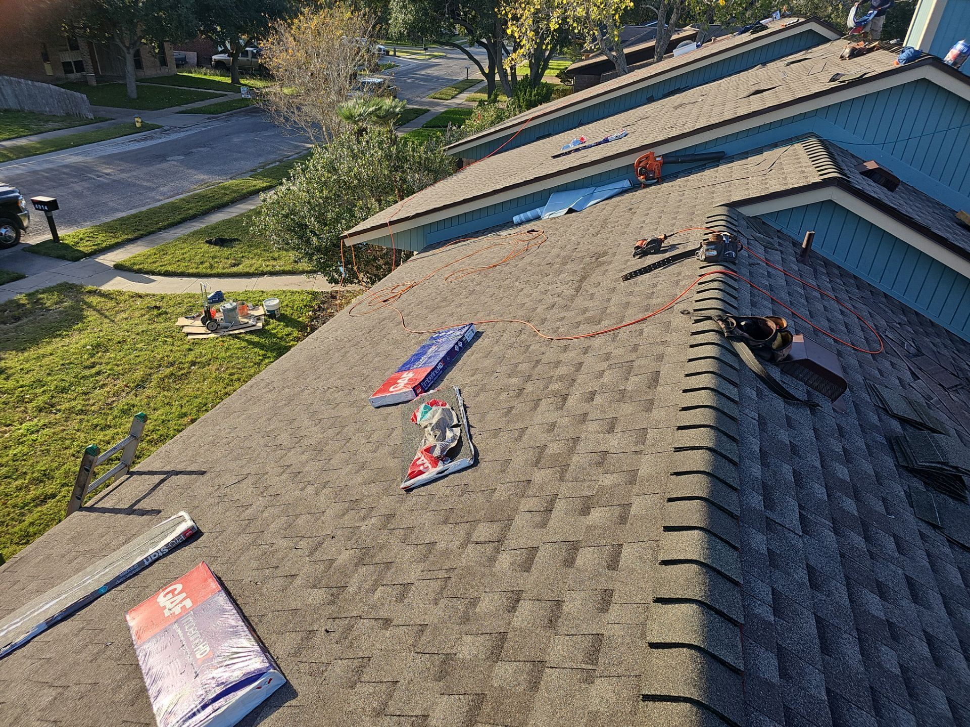 Residential Roofing Installation using GAF HDZ Weathered Wood by Lighthouse Roofing