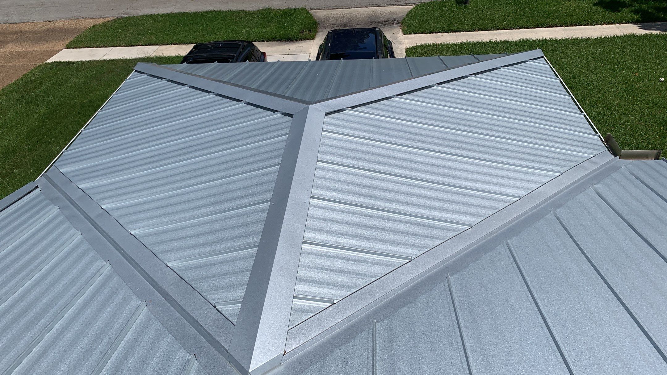 Residential Roofing Installation using 1" Nail strip metal roof by BLUES BROTHERS ROOFING