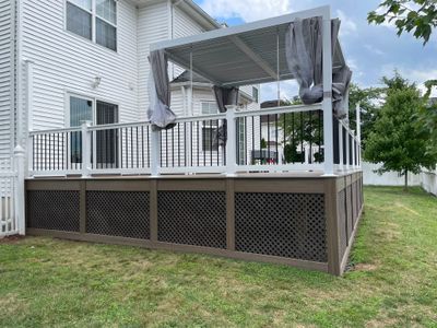 New Deck with Pergola and Vinyl Lattice