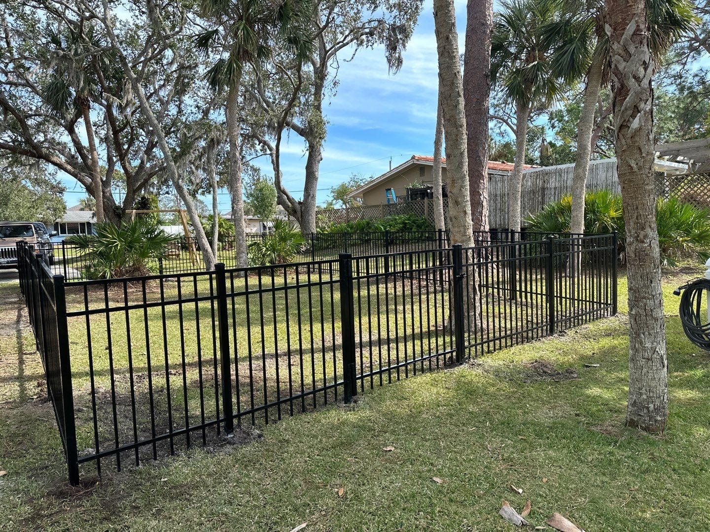 Aluminum Fence Installation using Black 3 Rail Aluminum Fence by Asap fence and gates, LLC