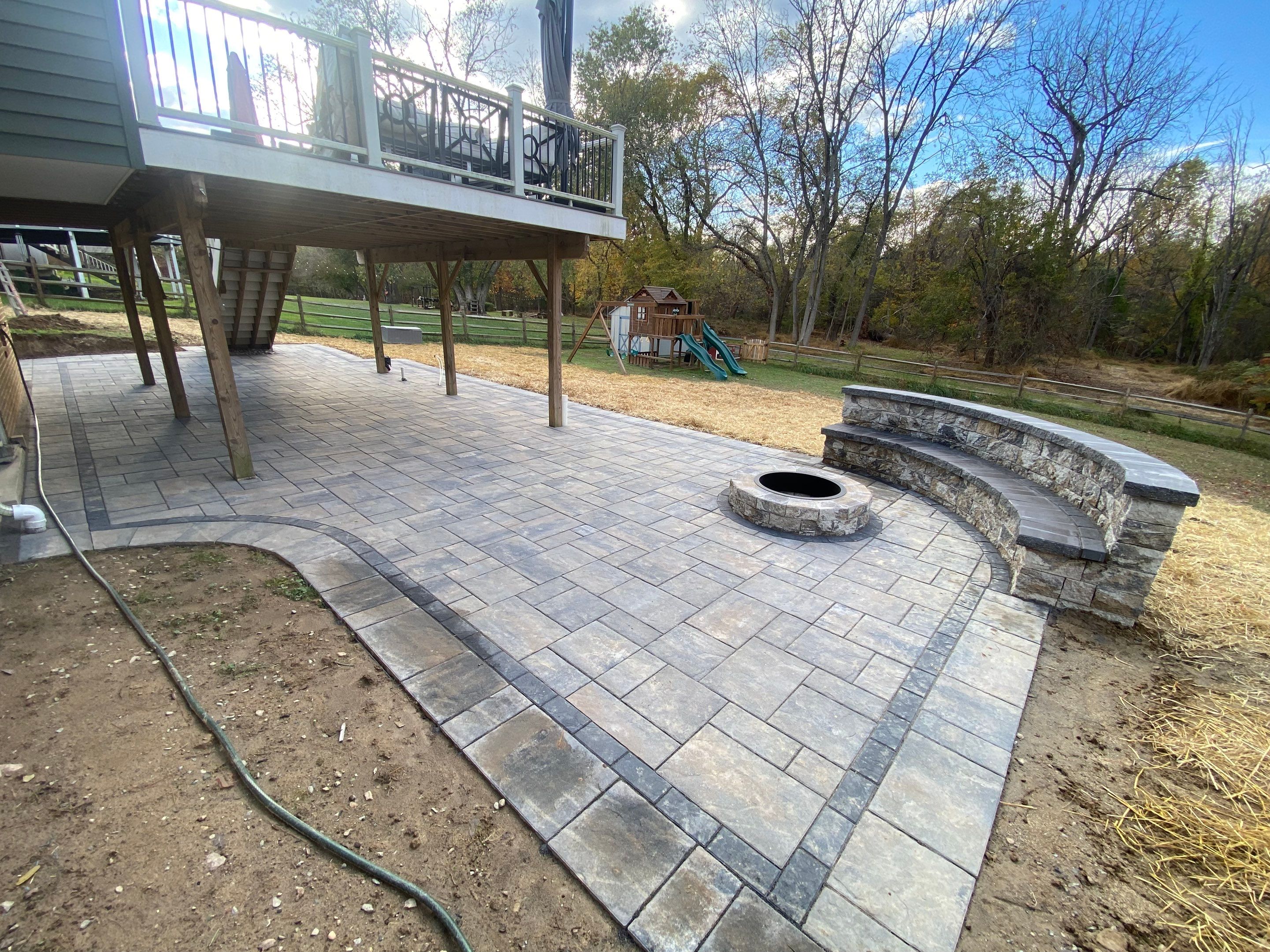 Backyard Transformation using Techo-Bloc Pavers by The Smet Companies, LLC