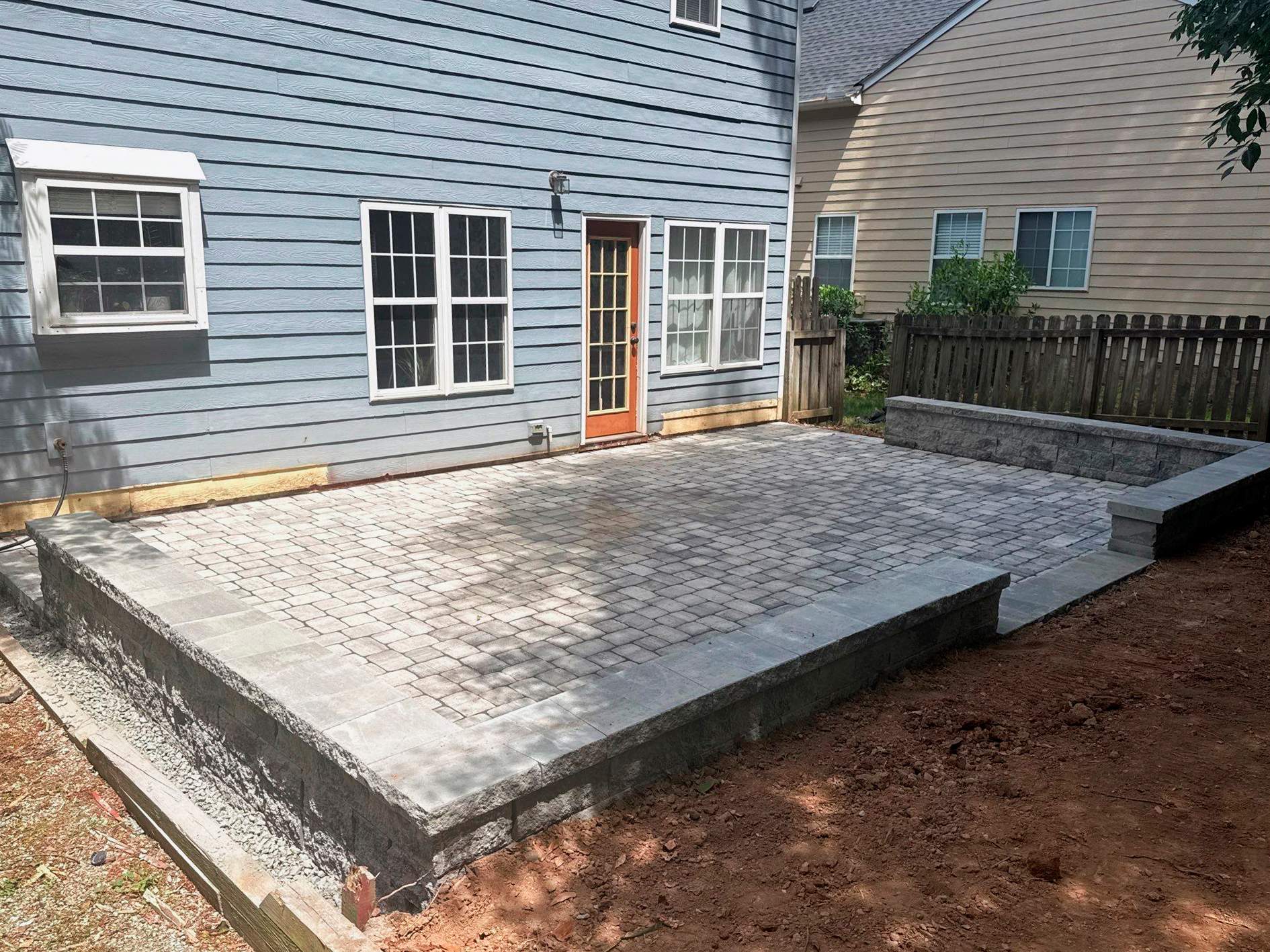 Paver patio with drainage in Durham by Martinez Brother’s Nc Landscaping Inc
