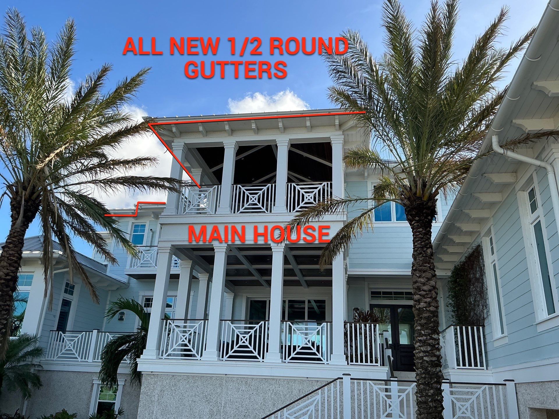 All New 1/2 Round Gutters in Nokomis FL by Gutter Professors