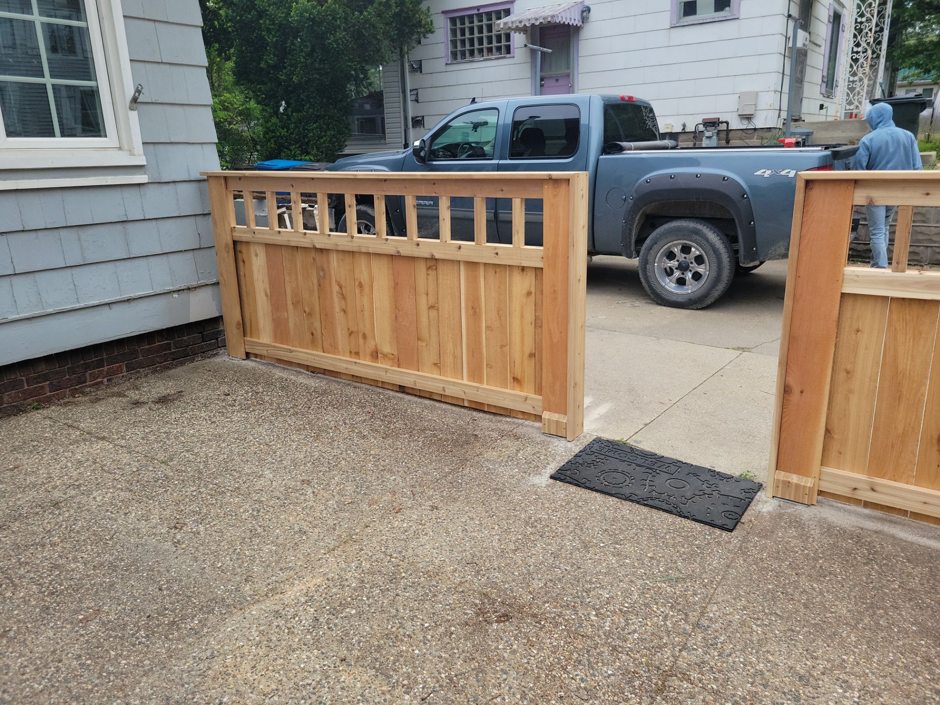 Custom Cedar Patio Fence in Waterloo by Perfect Picket Fence and Stain