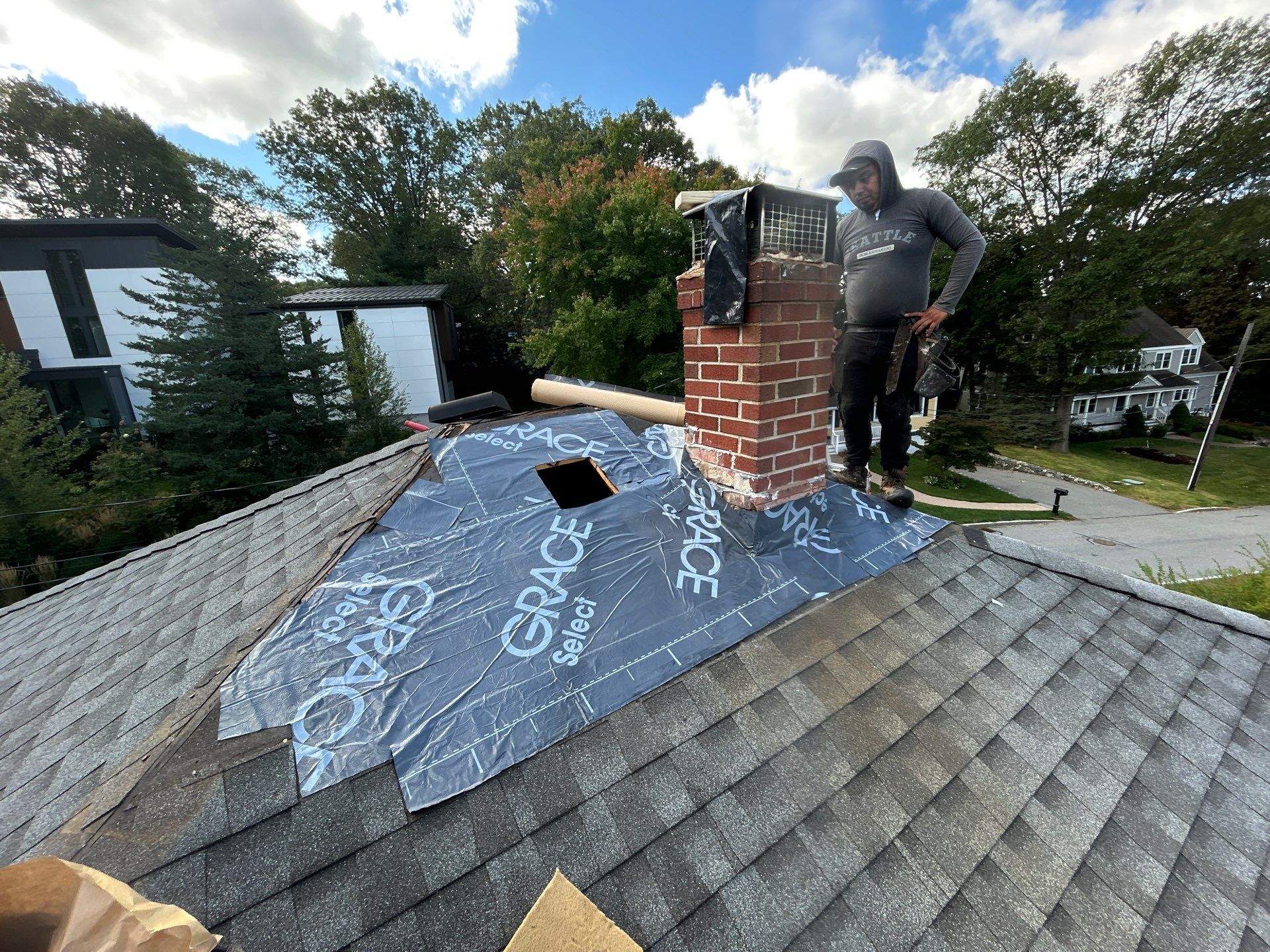 Chimney Area Roof Repair – Lexington, MA by Mighty Dog Roofing of Greater Middlesex County