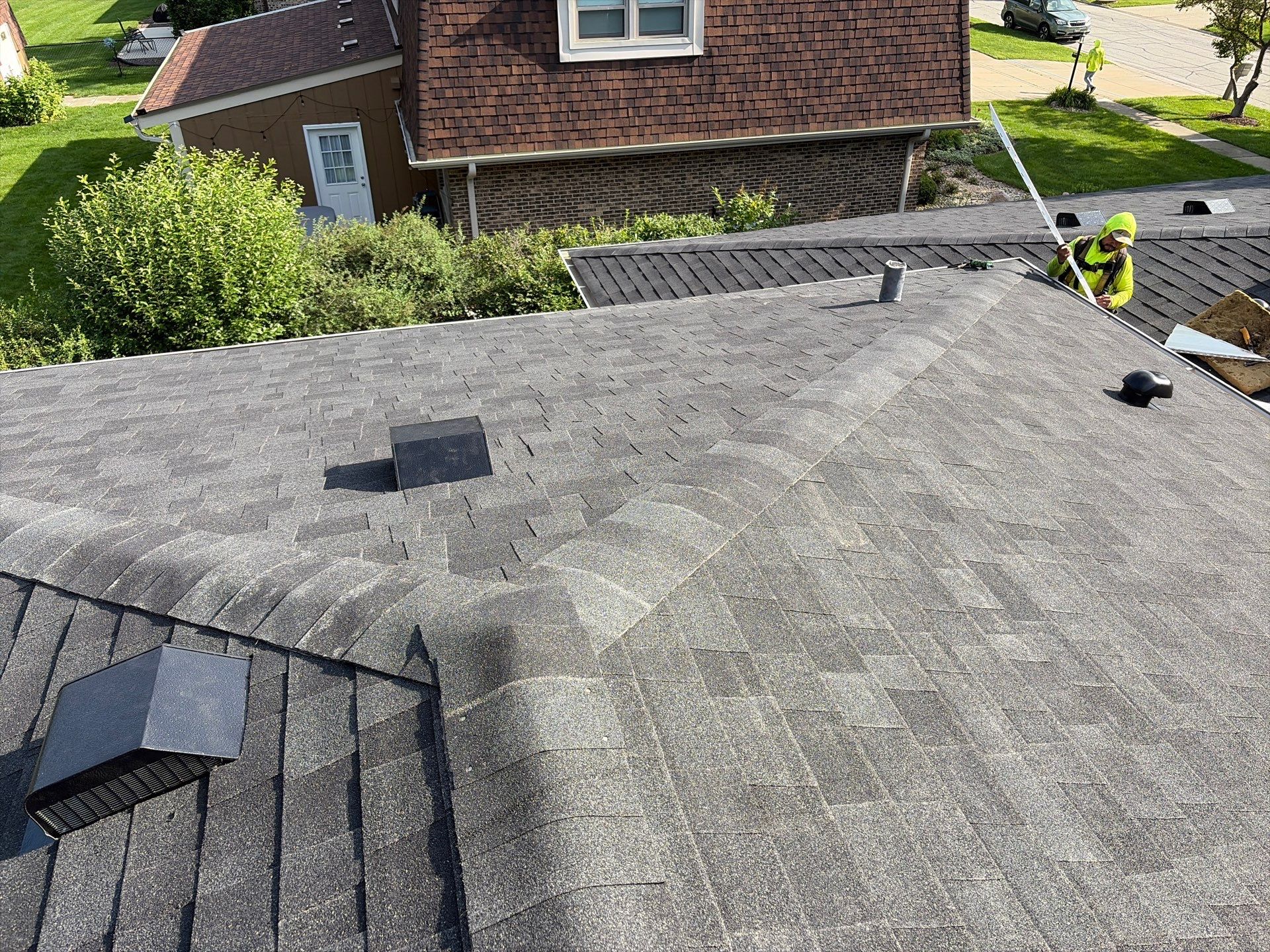 Architectural Shingle Roof Replacement on Darien Brick Residence by Pro Home Services Inc