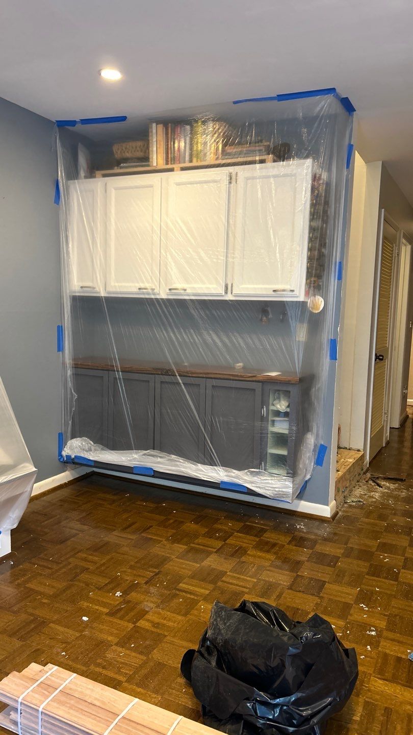 Parquet floor and stair treads by Footprints Floors of Nashville