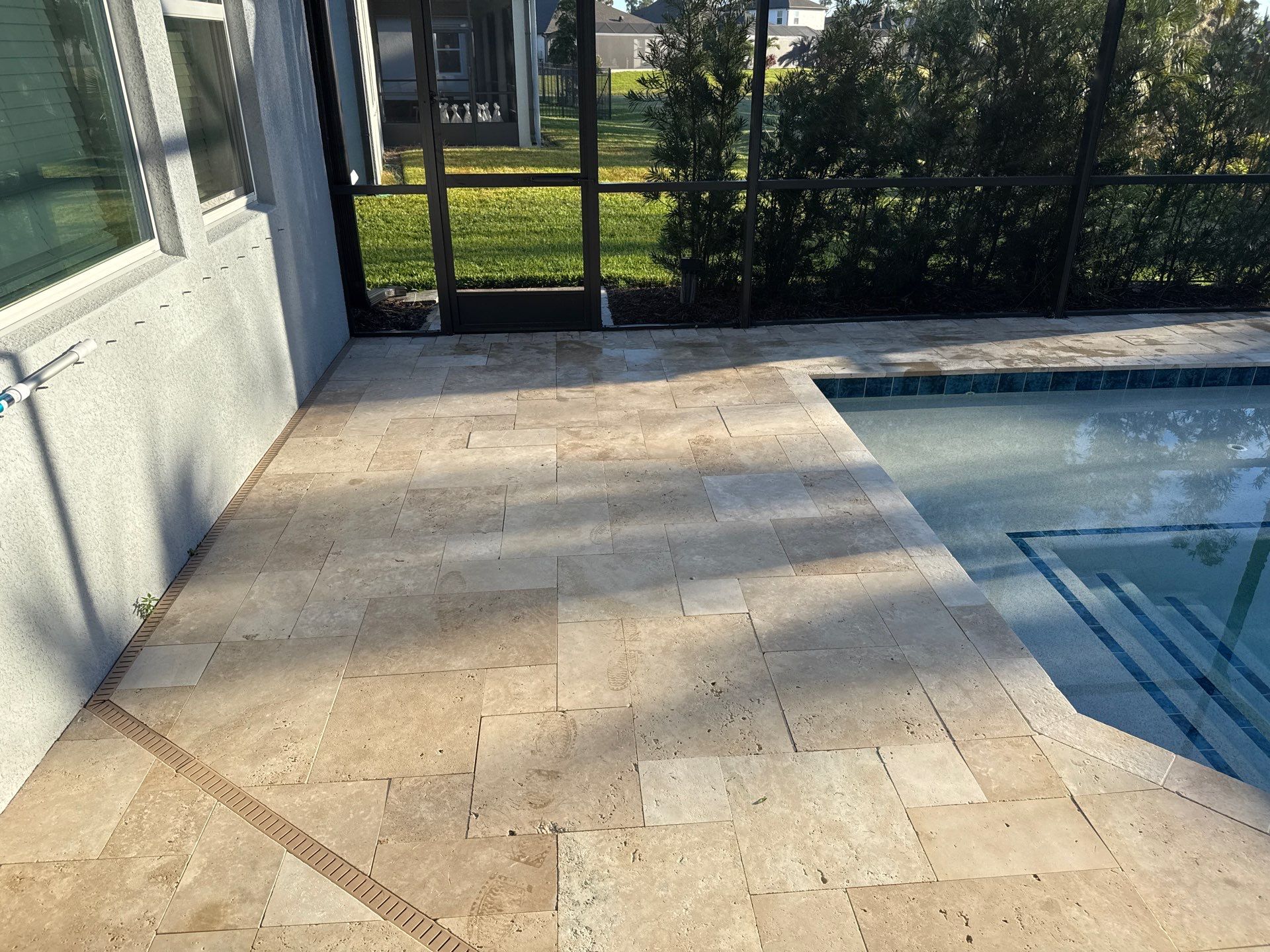 Paver Pool Deck Cleaning & Pool Cage Cleaning in Trevesta – Palmetto, FL by Sunshine AquaWash