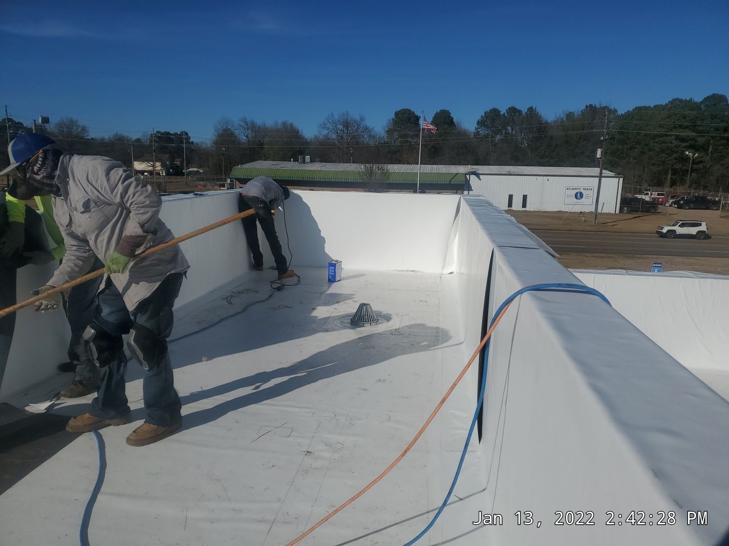 Commercial Roofing Installation using 50 mil PVC by Hostetler Roofing