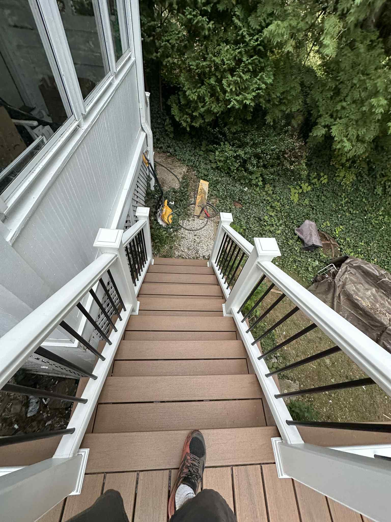 Deck Replacement Using Trex Lineage Jasper, Transcend White Railings by DiGiorgi Roofing and Siding Inc