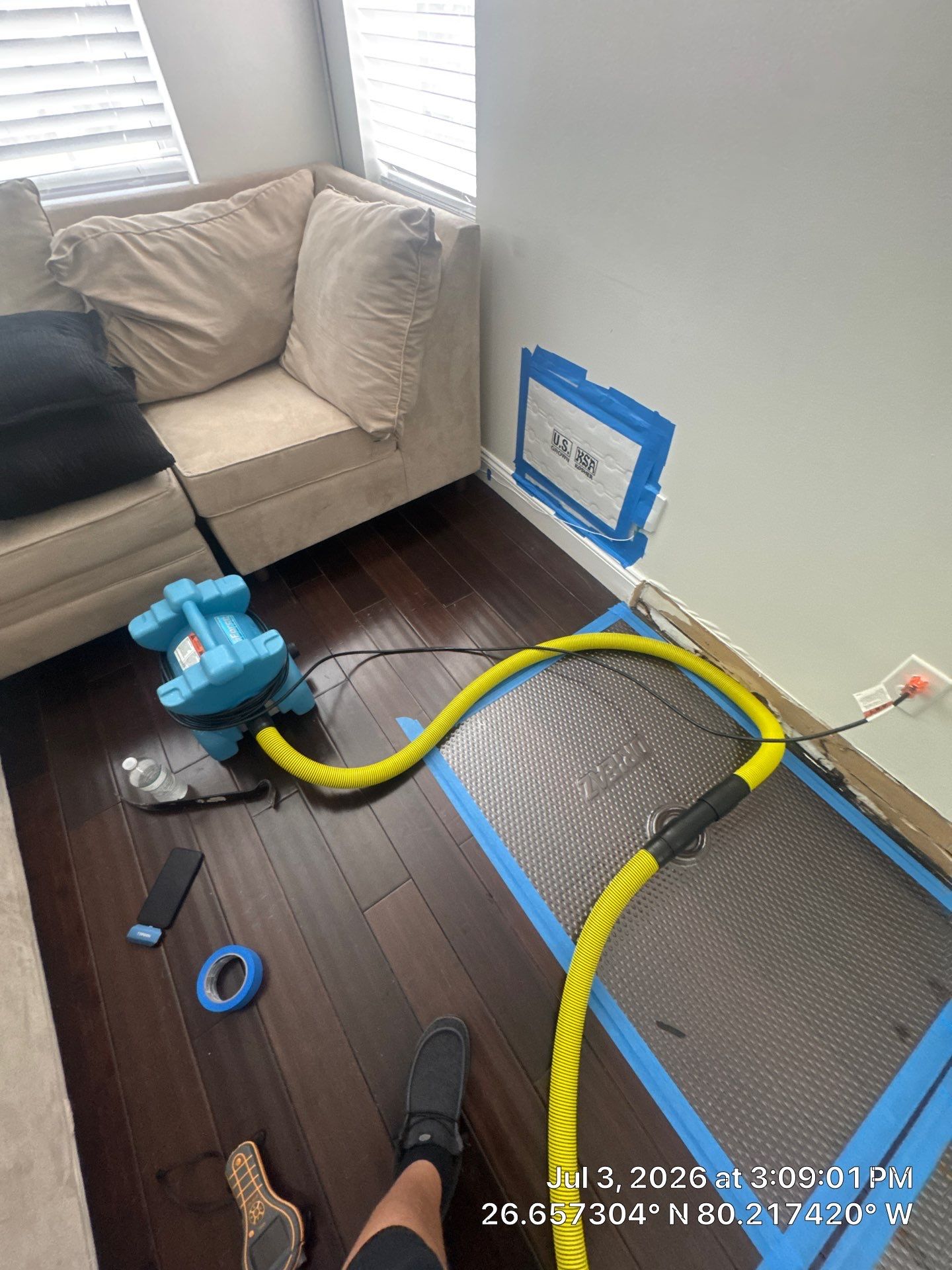 Professional Water Damage Mitigation and Hardwood Floor Drying in Wellington by SuperClean