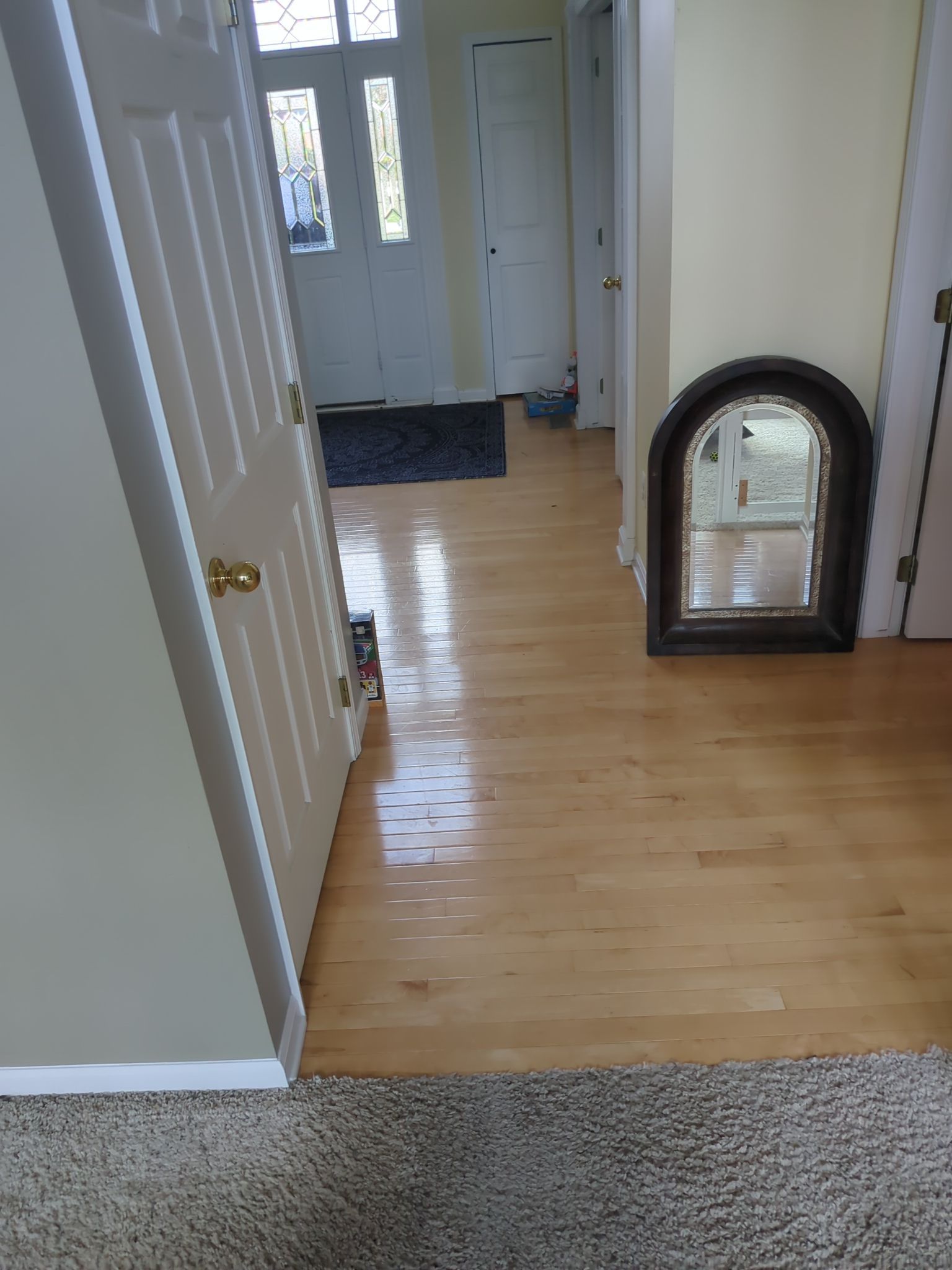  7 inch wide engineered  White Oak site sand and finish by Ann Arbor Hardwoods 