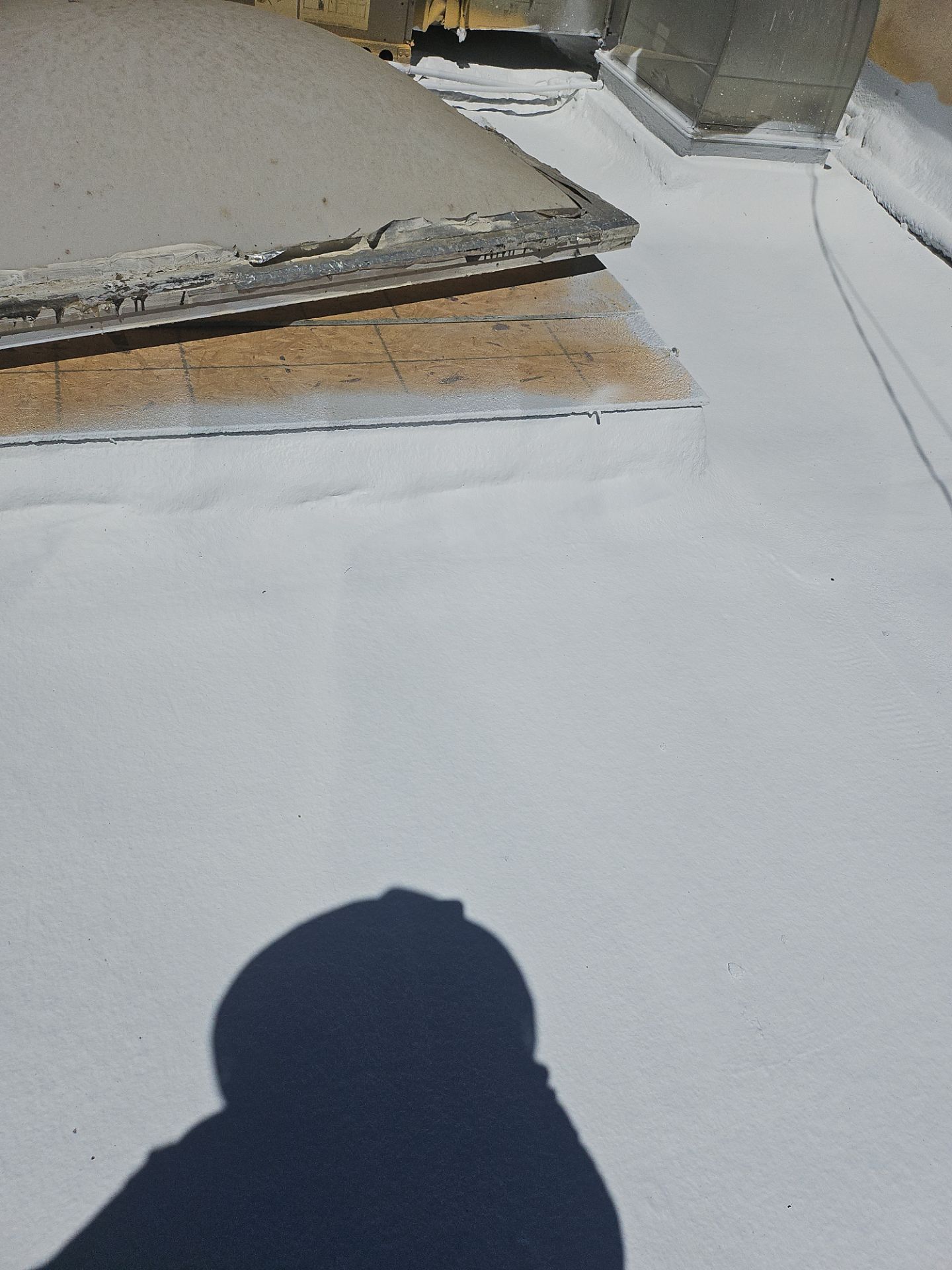 Spray foam and coatings using General Coatings acrylic coatings and spray foam by Straight Edge Roofing Inc
